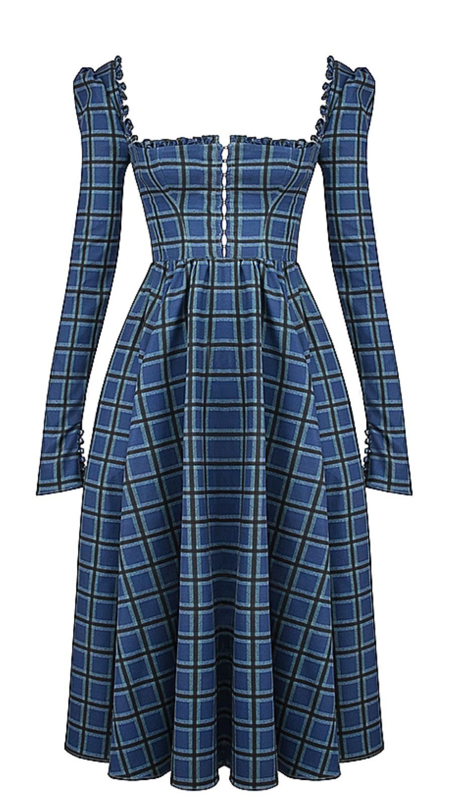 House of CB House of CB DELIA Blue TARTAN Midi Dress size M Size M / US 6-8 / IT 42-44 - 5 Thumbnail