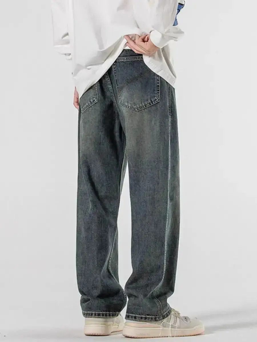 Japanese Brand Vintage washed and padded loose fit straight leg jeans Size US 32 / EU 48 - 6 Thumbnail