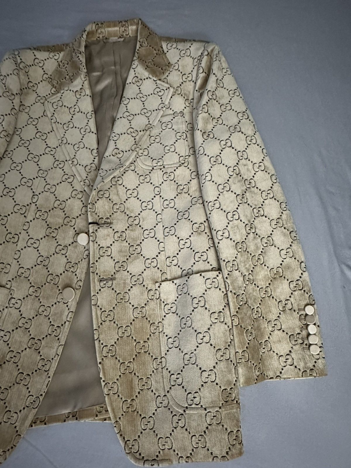 Gucci Aria GG Velvet Jacket Size 50R - 4 Thumbnail