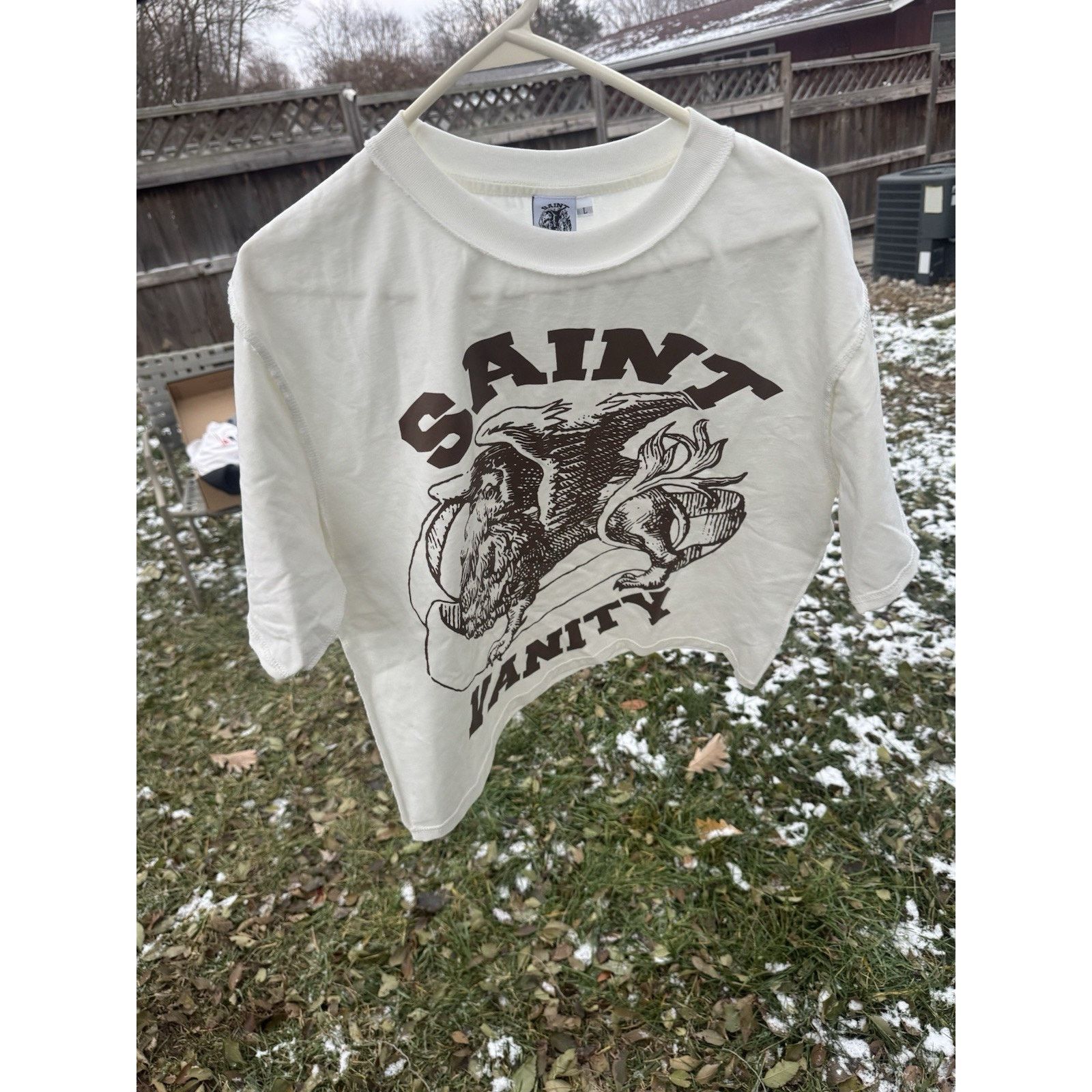 Saint Vanity Griffin Tee White Brown Size Large