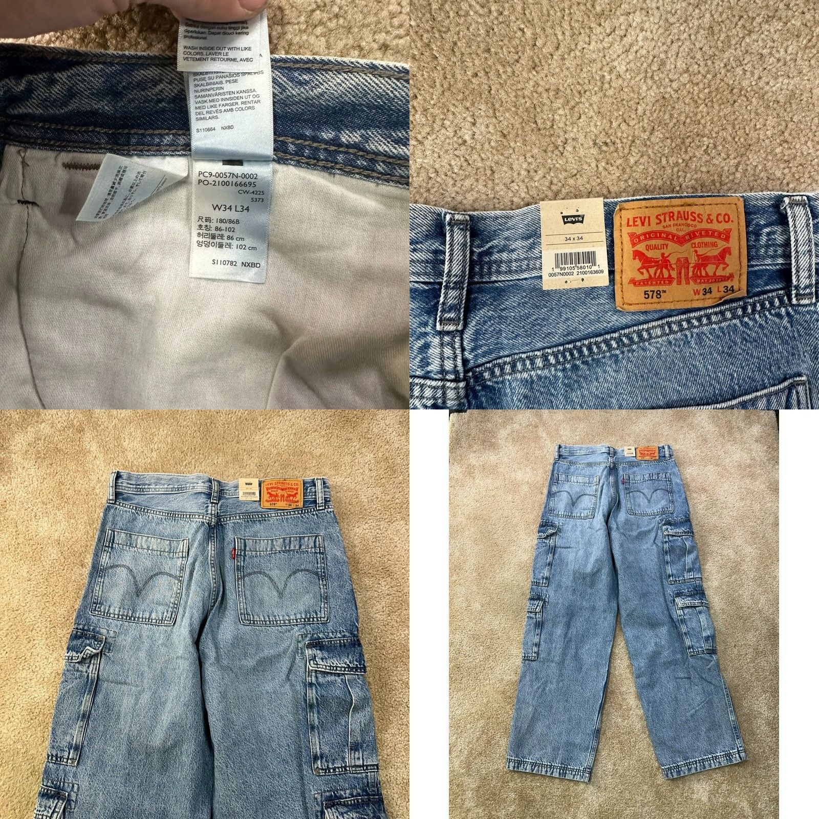 Levi's VINTAGE Levi's 578 Baggy Fit Cargo Jeans Men's 36x32 Blue Wash Denim Cotton Baggy Cargo Size US 36 / EU 52 - 8 Thumbnail