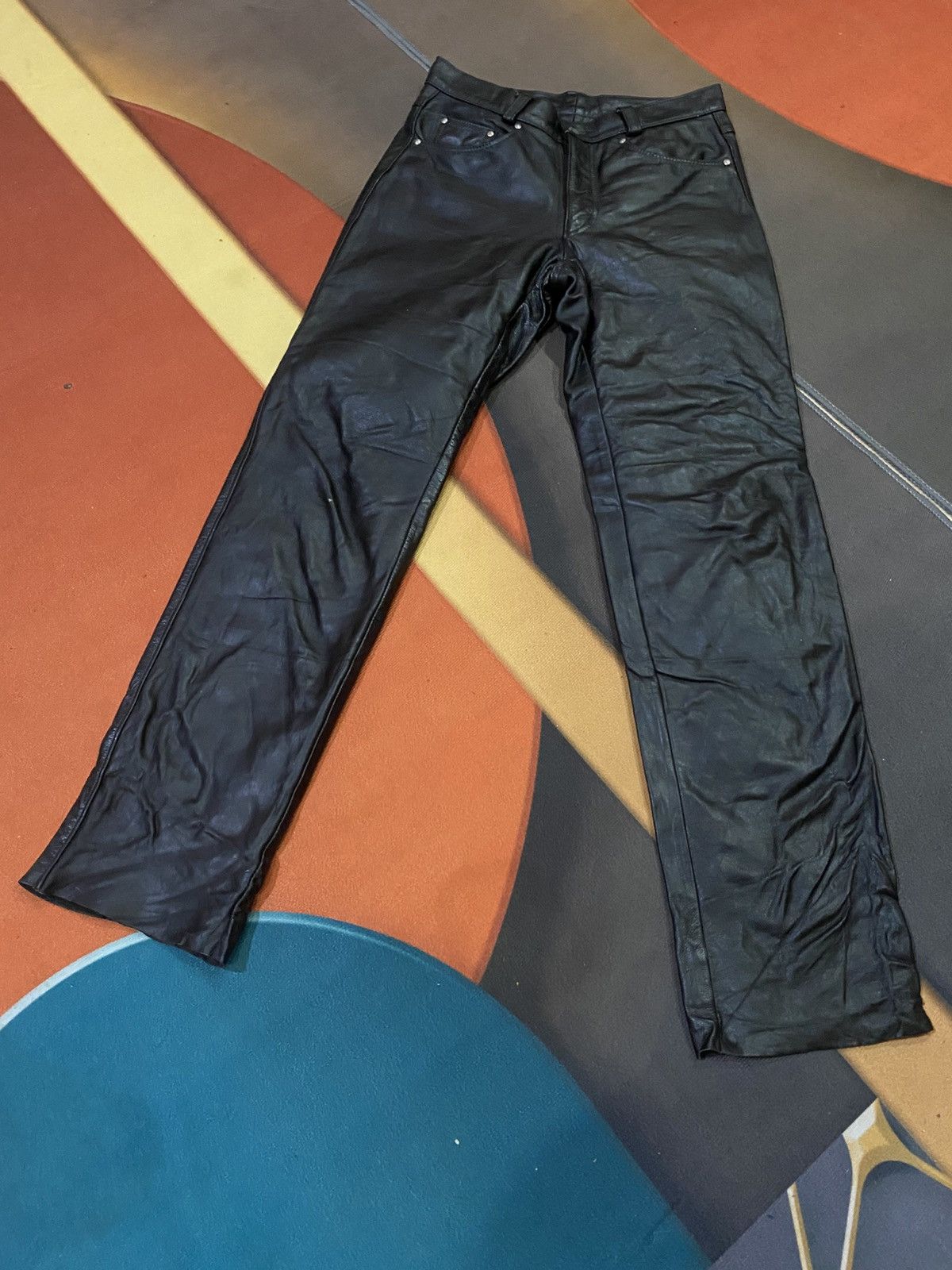 Schott Vintage Schott NYC Black Leather Pants Biker Rocker Style Size US 30 / EU 46 - 9 Thumbnail