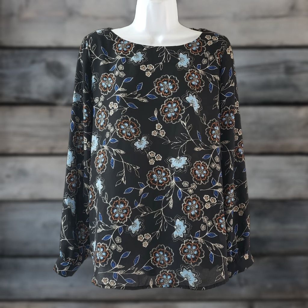 Vintage Pleione Womens Blouse Shirt Long Sleeve XS Black Floral Polyester Pleione Floral XS Black Long Sleeve Womens Shirt Size XS Size XS / US 0-2 / IT 36-38 - 1 Thumbnail