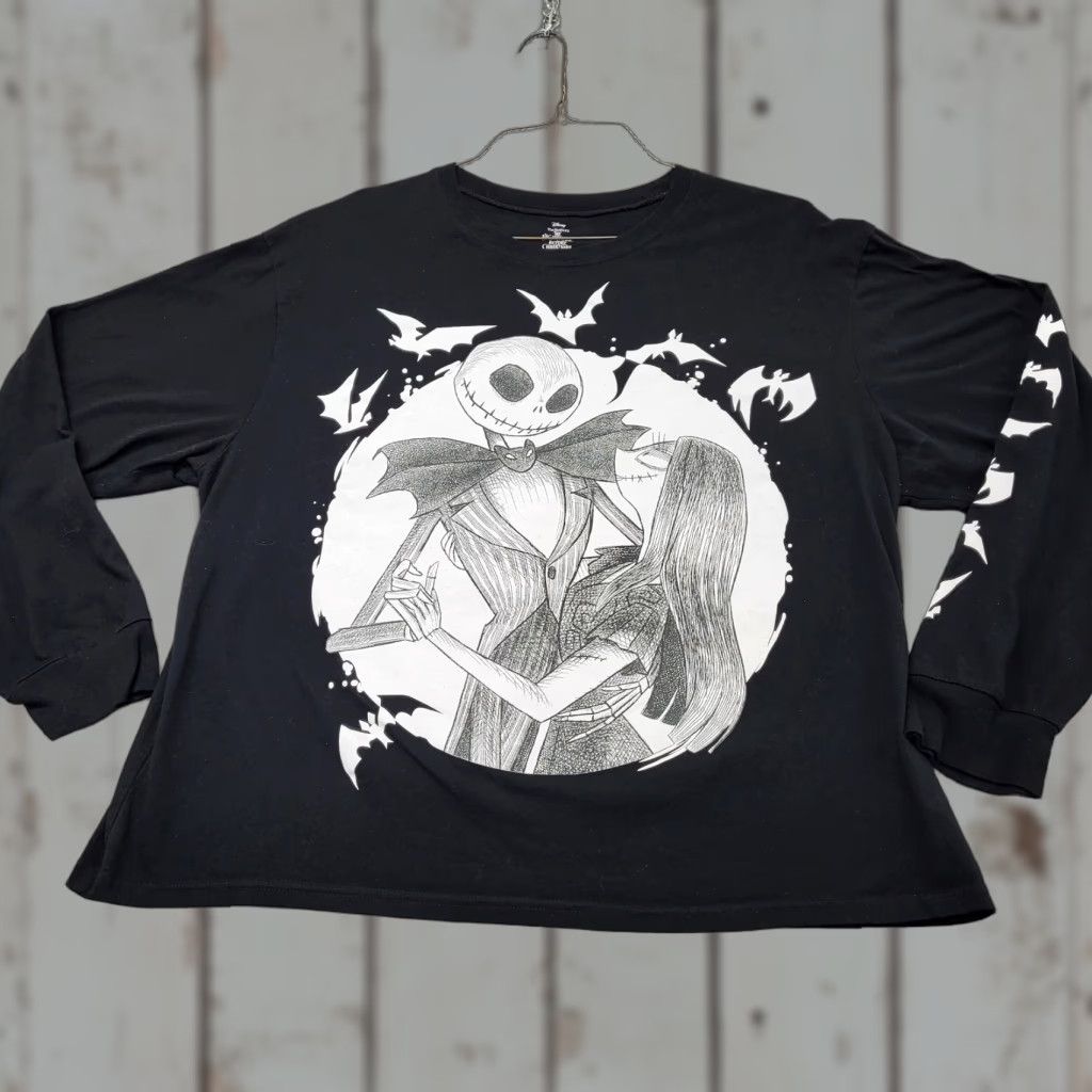 Disney Disney Nightmare Before Christmas T-Shirt 2X Long Sleeve Black Jack / Sally Mens или Womens Size US XXL / EU 58 / 5 - 1 Thumbnail