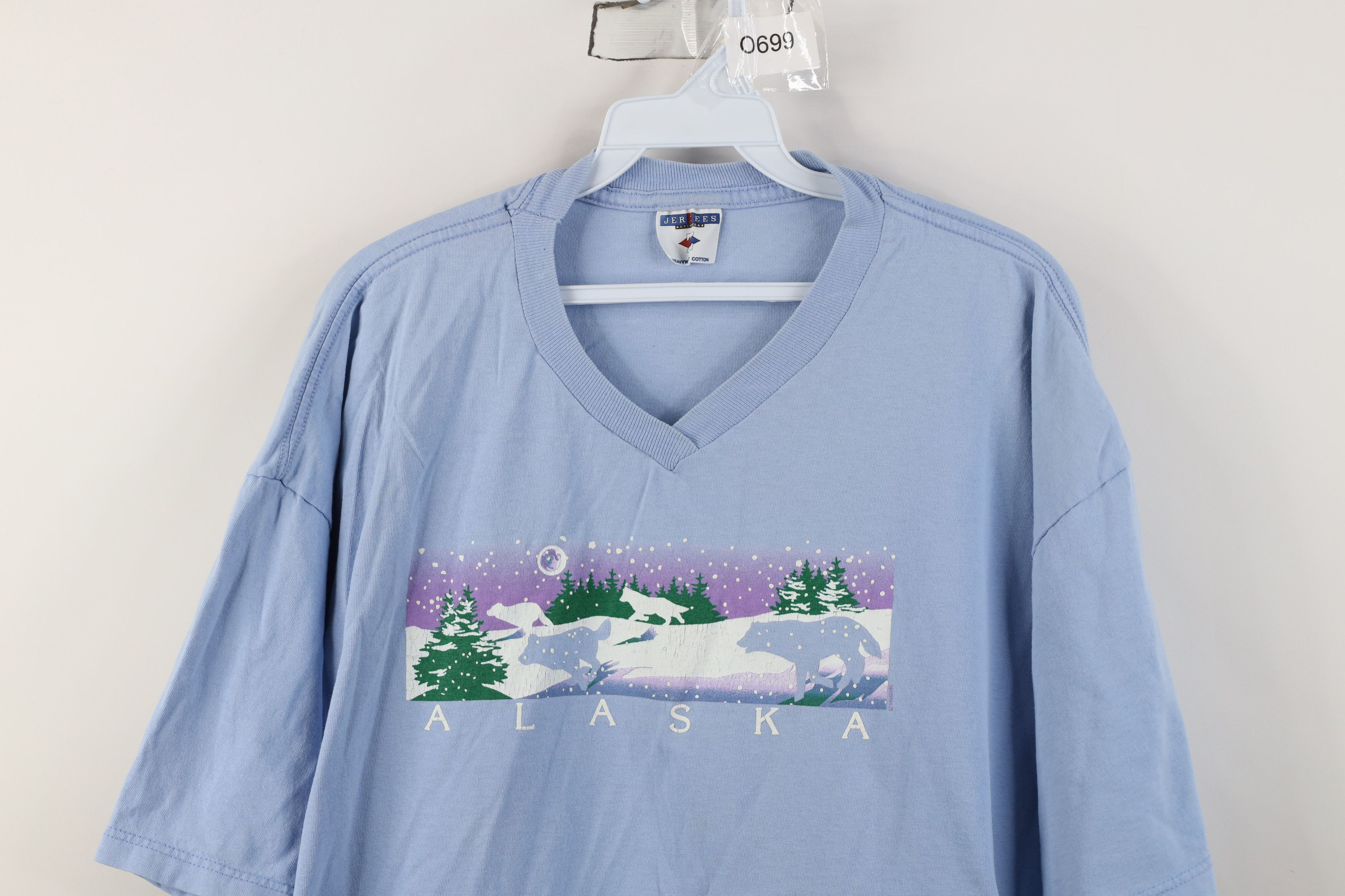 Vintage Vintage 90s Streetwear Alaskas Wolf Dog T-Shirt Blue Cotton Size XXL / US 16-18 / IT 52-54 - 2 Thumbnail