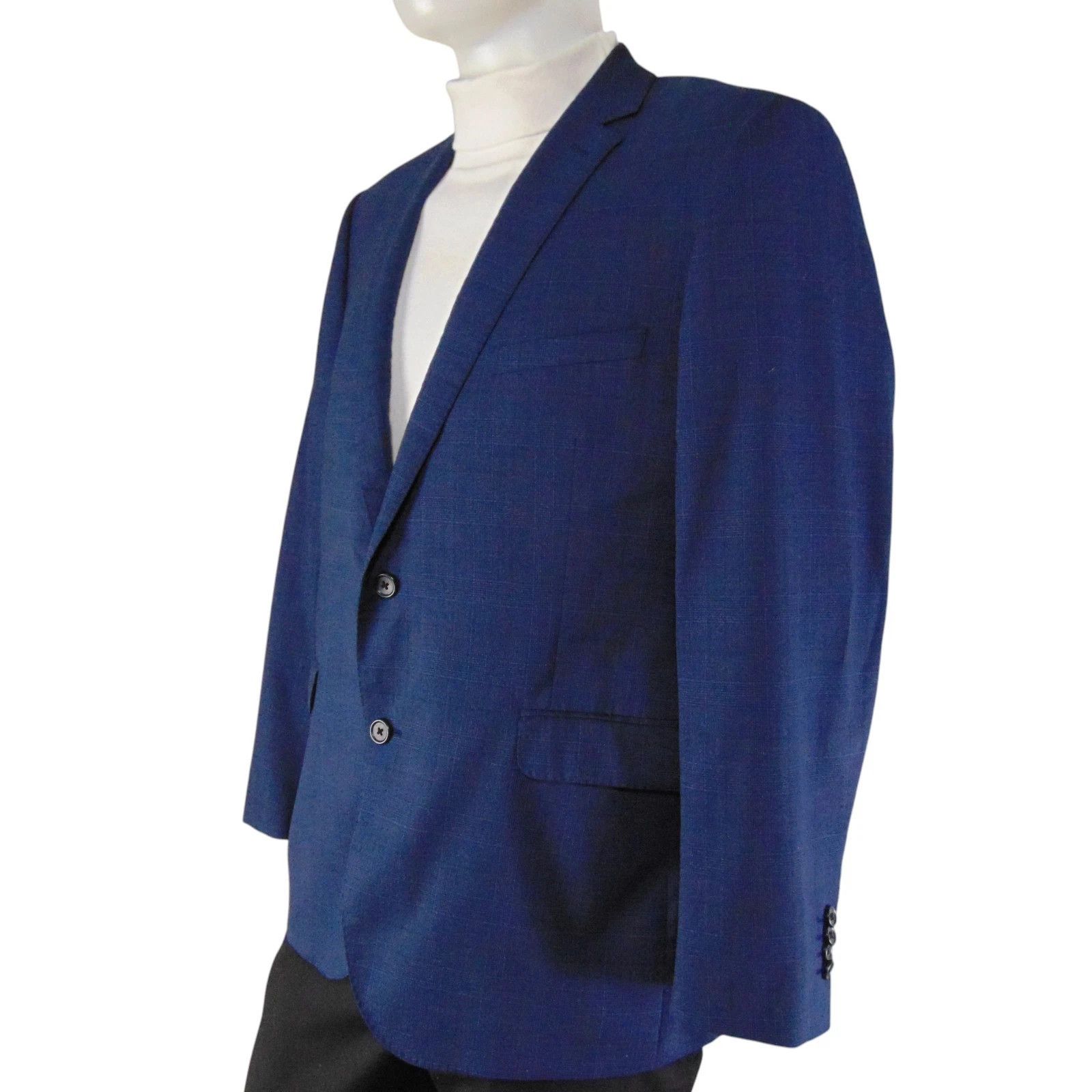 Other Paul Betenly Blue Plaid Blazer 46 Two Button Size 46R - 2 Thumbnail
