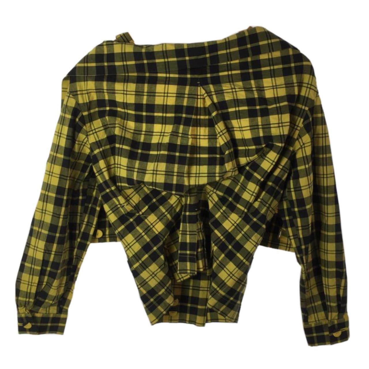 Issey Miyake Issey Miyake Checkered Off Shoulder LS Button Down Blouse Size M / US 6-8 / IT 42-44 - 2 Thumbnail