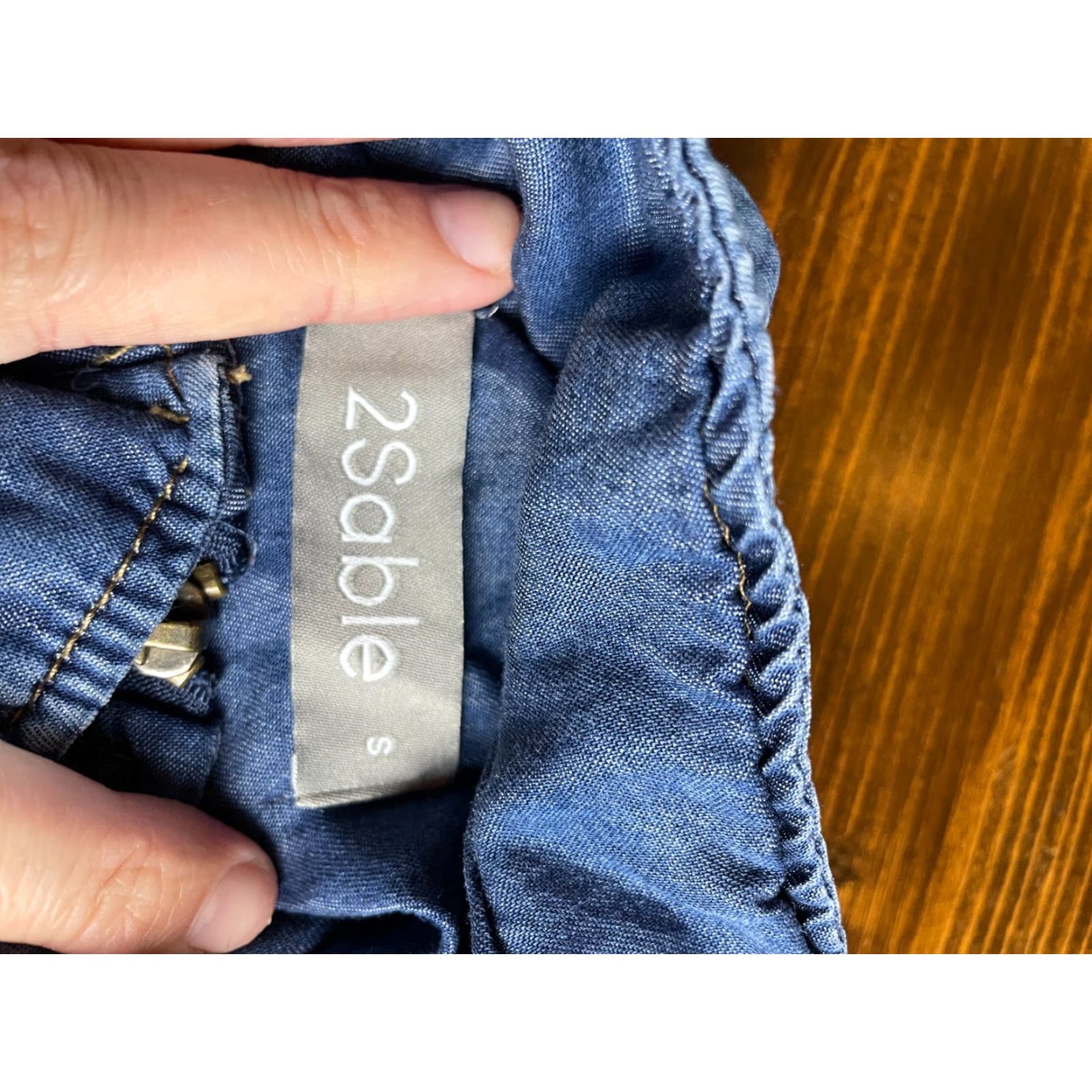 Vintage 2Sabe Jacket Women's Small Blue Chambray Full Zip Drawstring Pockets Size S / US 4 / IT 40 - 3 Thumbnail