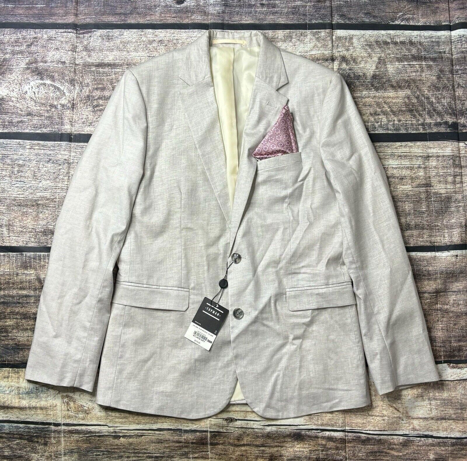 Topman Topman Hylan Blazer Jacket Mens 38R Linen Blend Handkerchief Size 36R - 1 Thumbnail