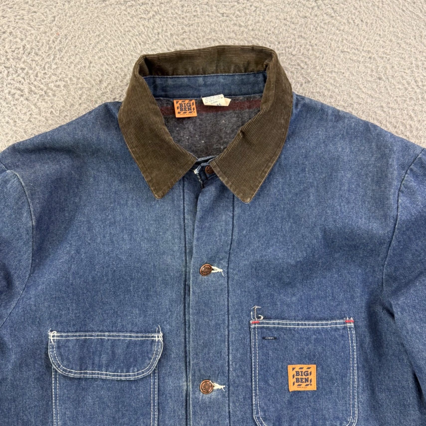 Denime VINTAGE Big Ben Coat Denim Jacket Mens 46 Blue Chore Workwear Outdoor Lined Polyester Insulation All Seasons Long Coat Size US S / EU 44-46 / 1 - 3 Thumbnail