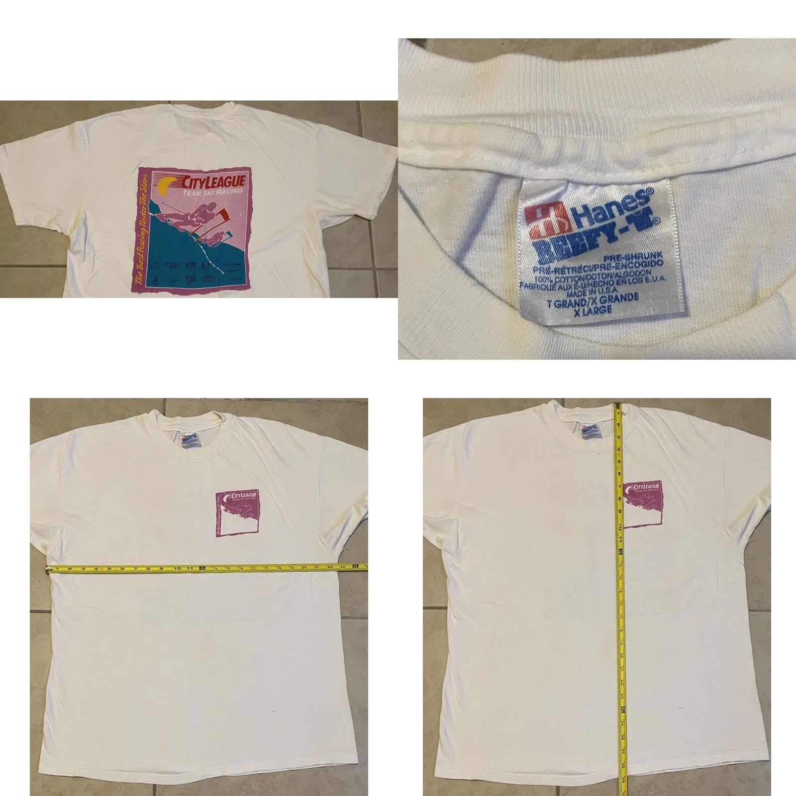 Vintage VINTAGE 90s City League Ski Racing T-Shirt XL White Grunge Distressed Single Stitch Mens USA 80s 90s Sun Art Size US XL / EU 56 / 4 - 10 Thumbnail