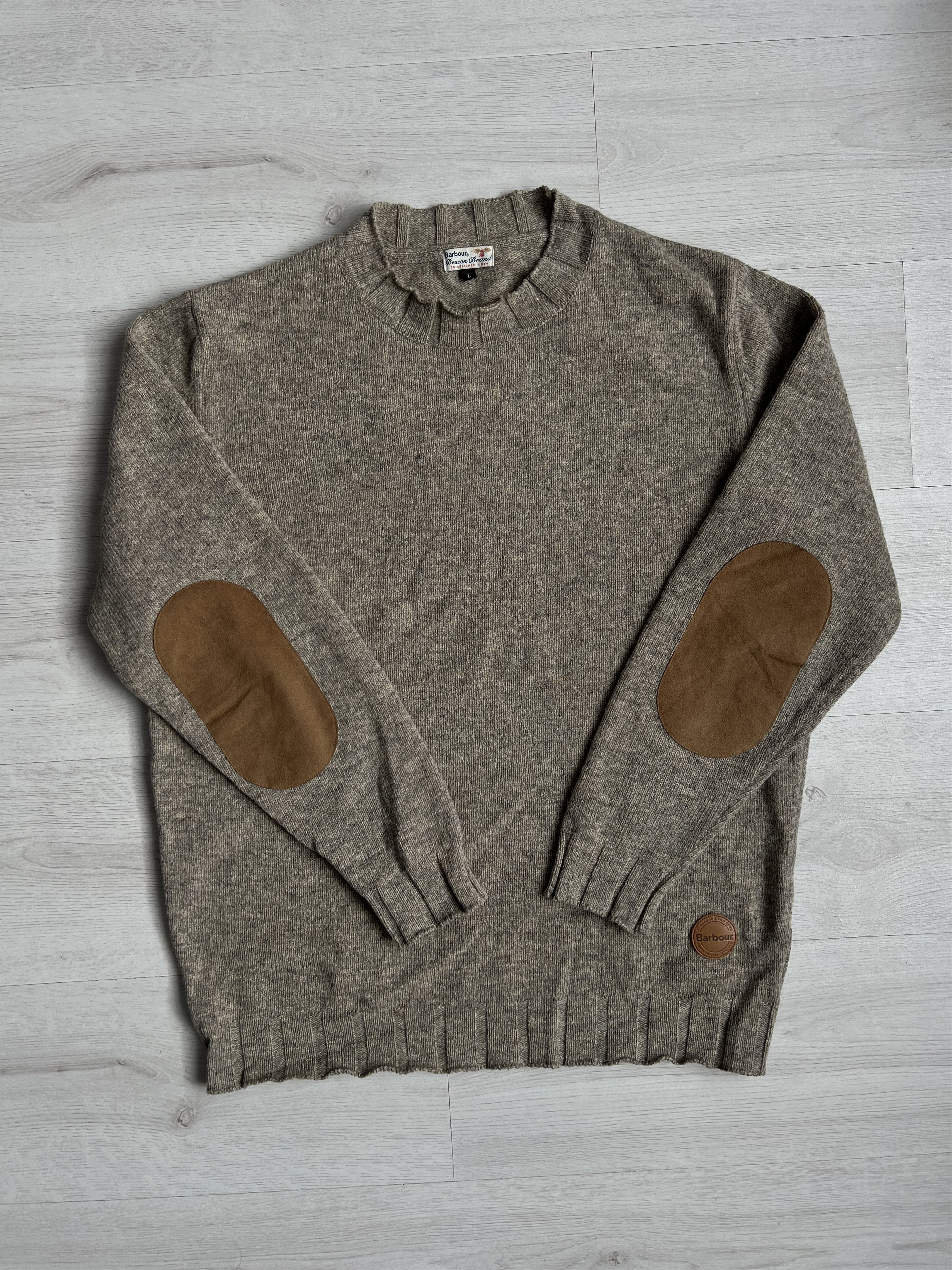 image of Barbour Stockman Crew Jumper in Beige, Men's (Size Large)