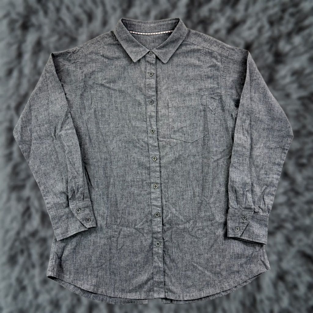 Prana Prana Shirt Women M Gray Long Sleeve Button Pocket Oversize Loose Roll Tab Shirt Women M Gray Oversized Pocket Button-Up Size M / US 6-8 / IT 42-44 - 1 Thumbnail
