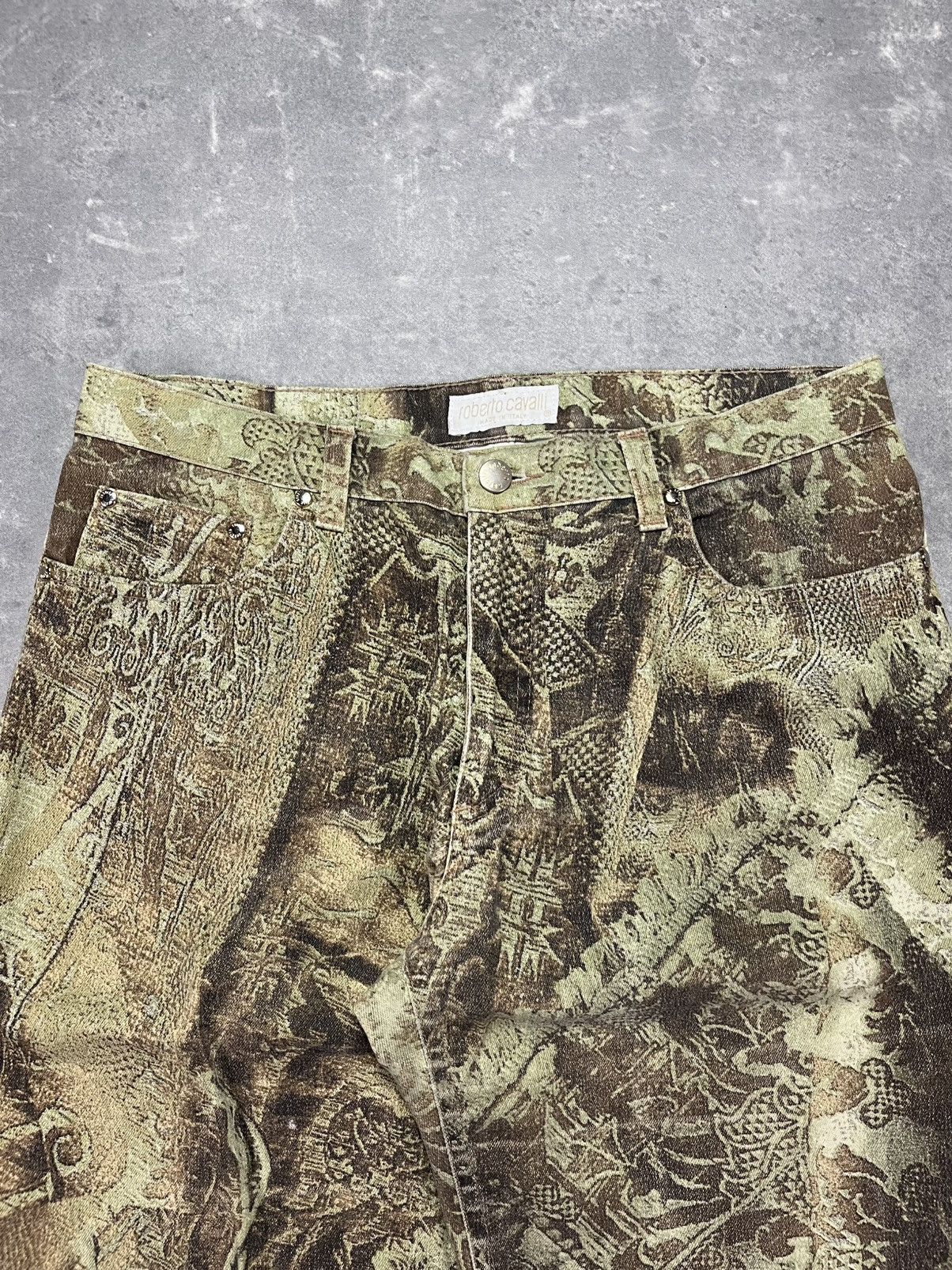 Roberto Cavalli Ornament Printed Flared Denim Jeans M 32