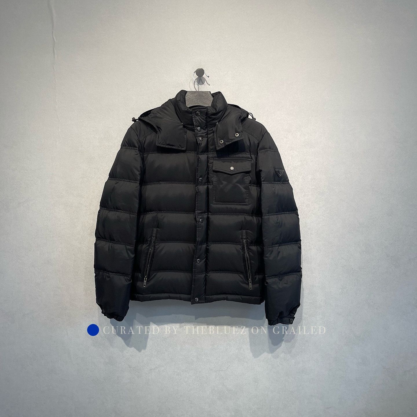 Prada Black Hooded Puffer Jacket with Logo Patch Size US M / EU 48-50 / 2 - 1 Thumbnail