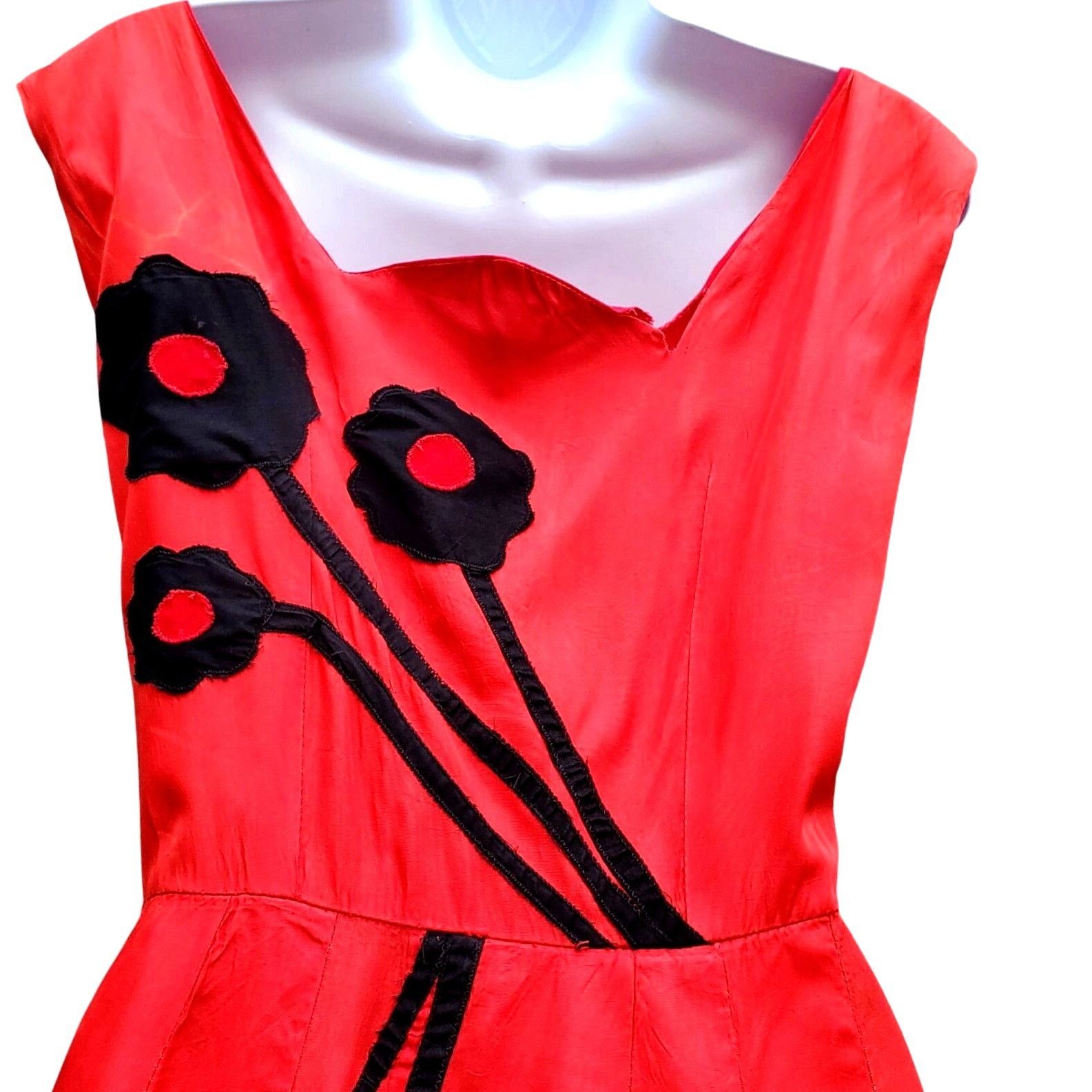Vintage Vintage 30s Style Red Orange Acetate Maxi Size S Black Appli Size S / US 4 / IT 40 - 9 Thumbnail