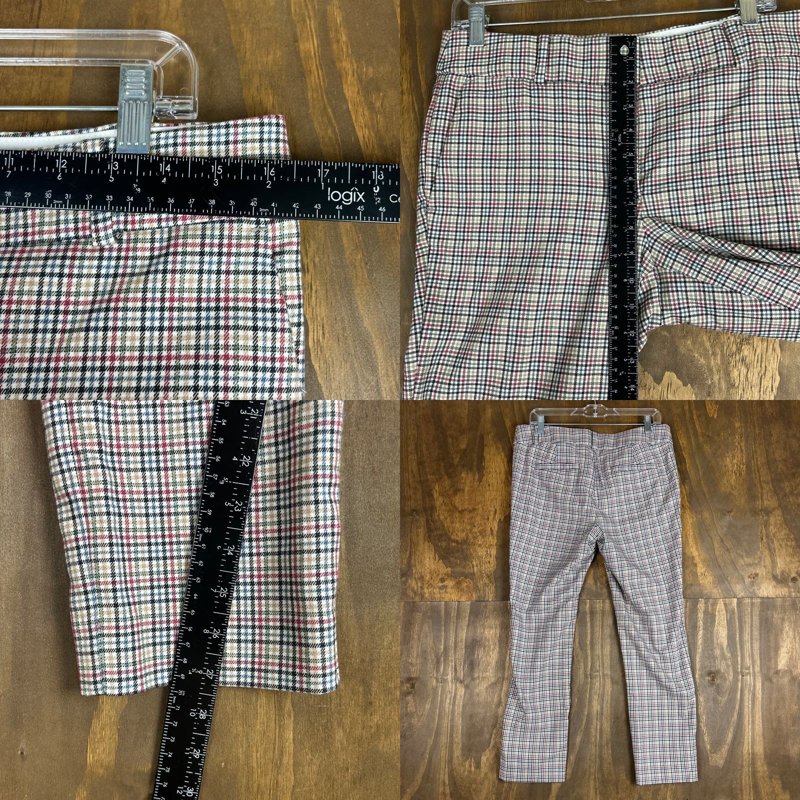 Loft LOFT Womens Pants Multicolored Plaid Mid Rise The Slim Stretch 6 Size 28" / US 6 / IT 42 - 8 Thumbnail