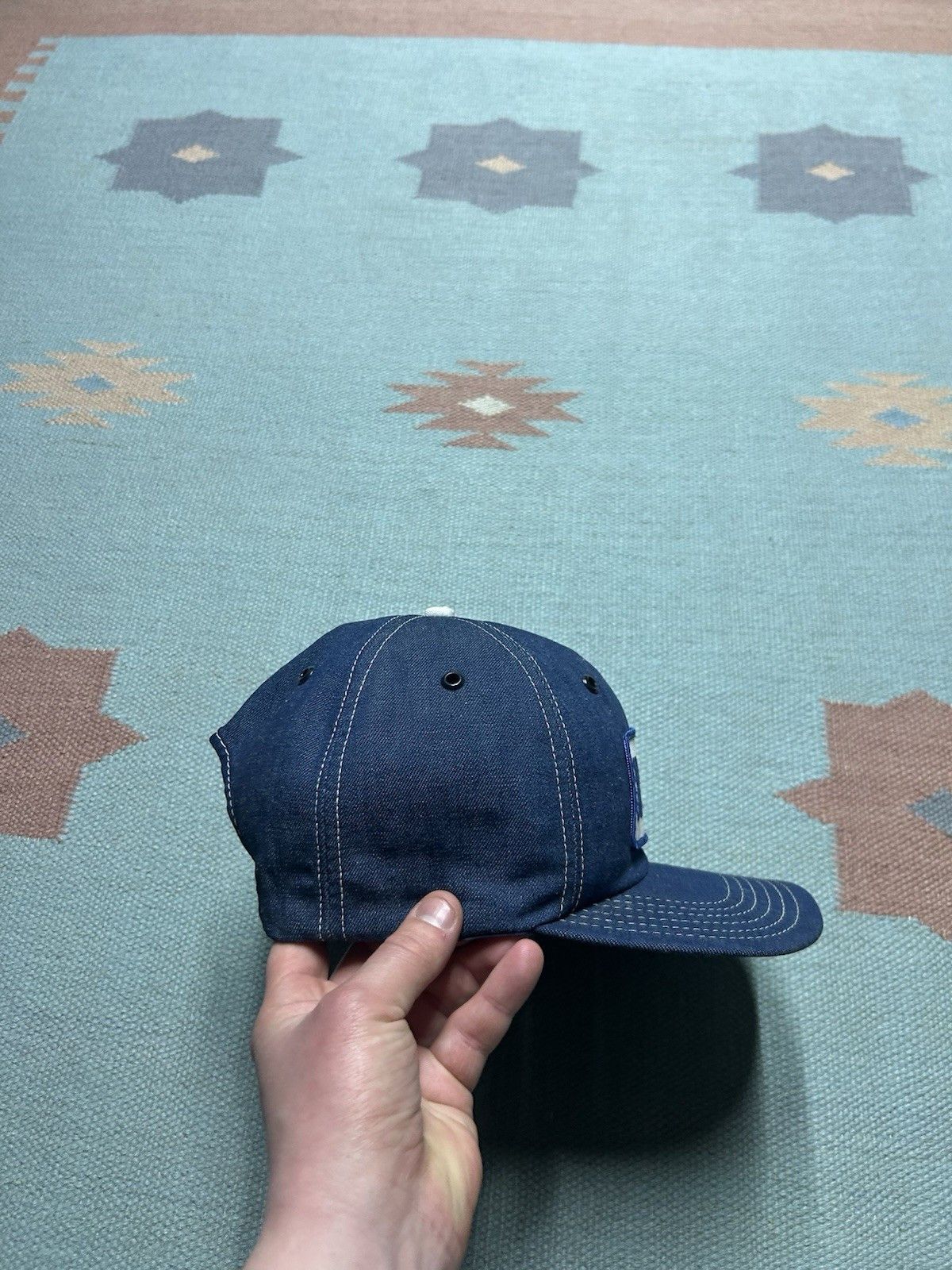 Vintage Vtg 80 snapback hat denim stabilized nitrogen patch made USA Size ONE SIZE - 8 Thumbnail