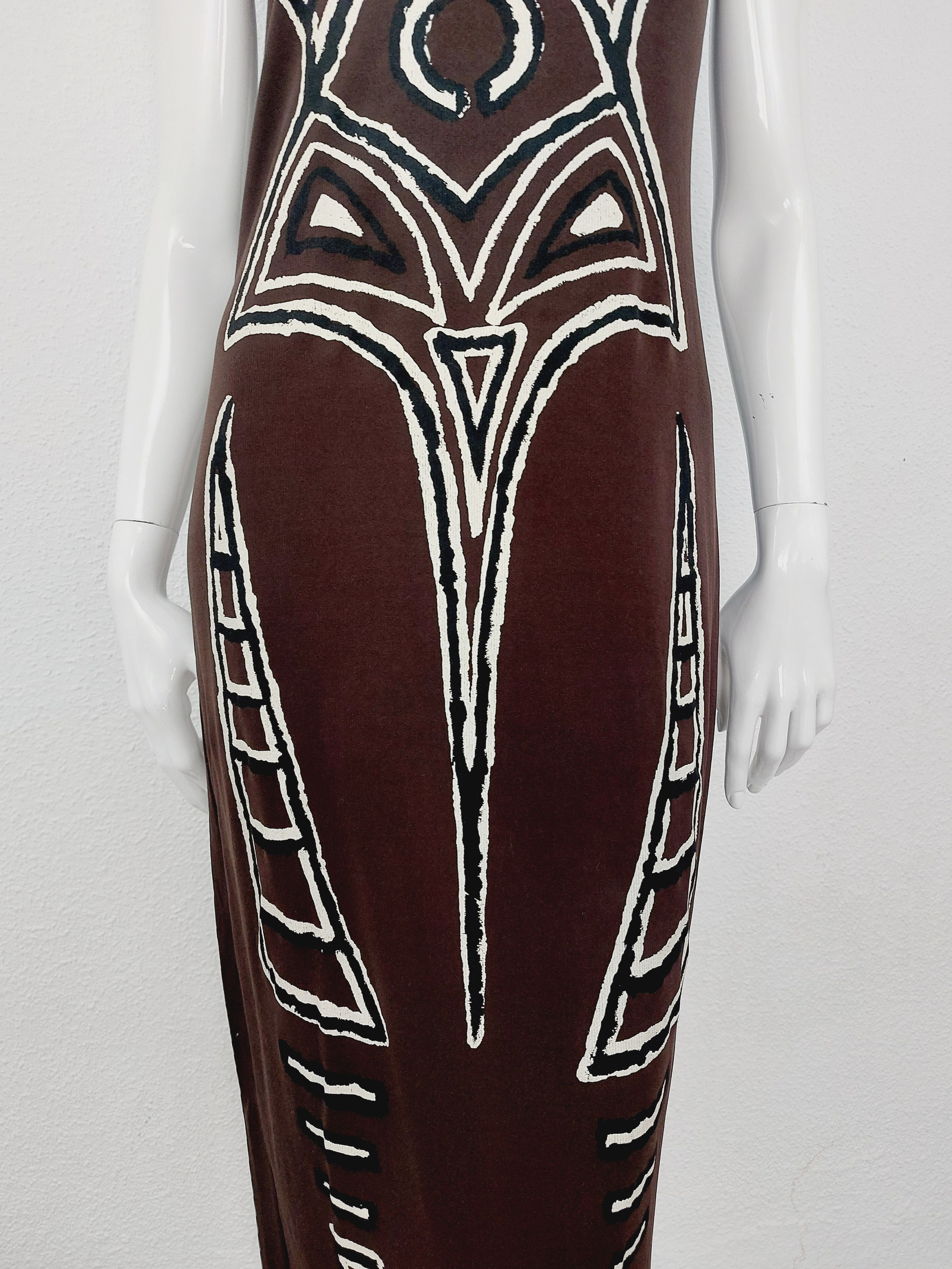 Miss Sixty Y2K Miss Sixty Tribal Maori Skeleton Tattoo Maxi Dress Size L / US 10 / IT 46 - 6 Thumbnail