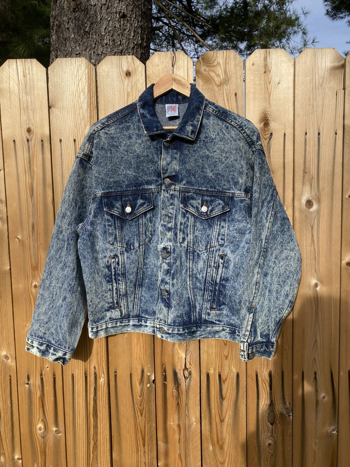Vintage Vtg Made USA Smith & Wesson Logo Acid Stone Wash Jean Jacket Size US S / EU 44-46 / 1 - 1 Thumbnail