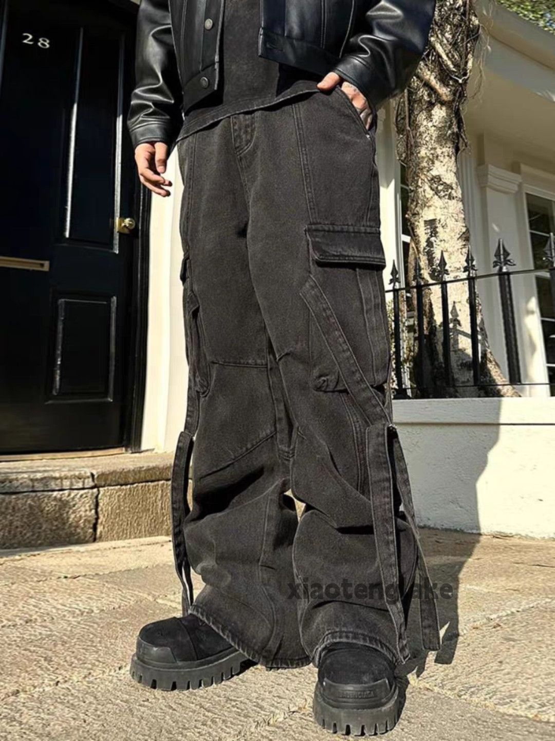 Jean Custom washed faded loose baggy hiphop grunge jeans Size US 34 / EU 50 - 3 Thumbnail