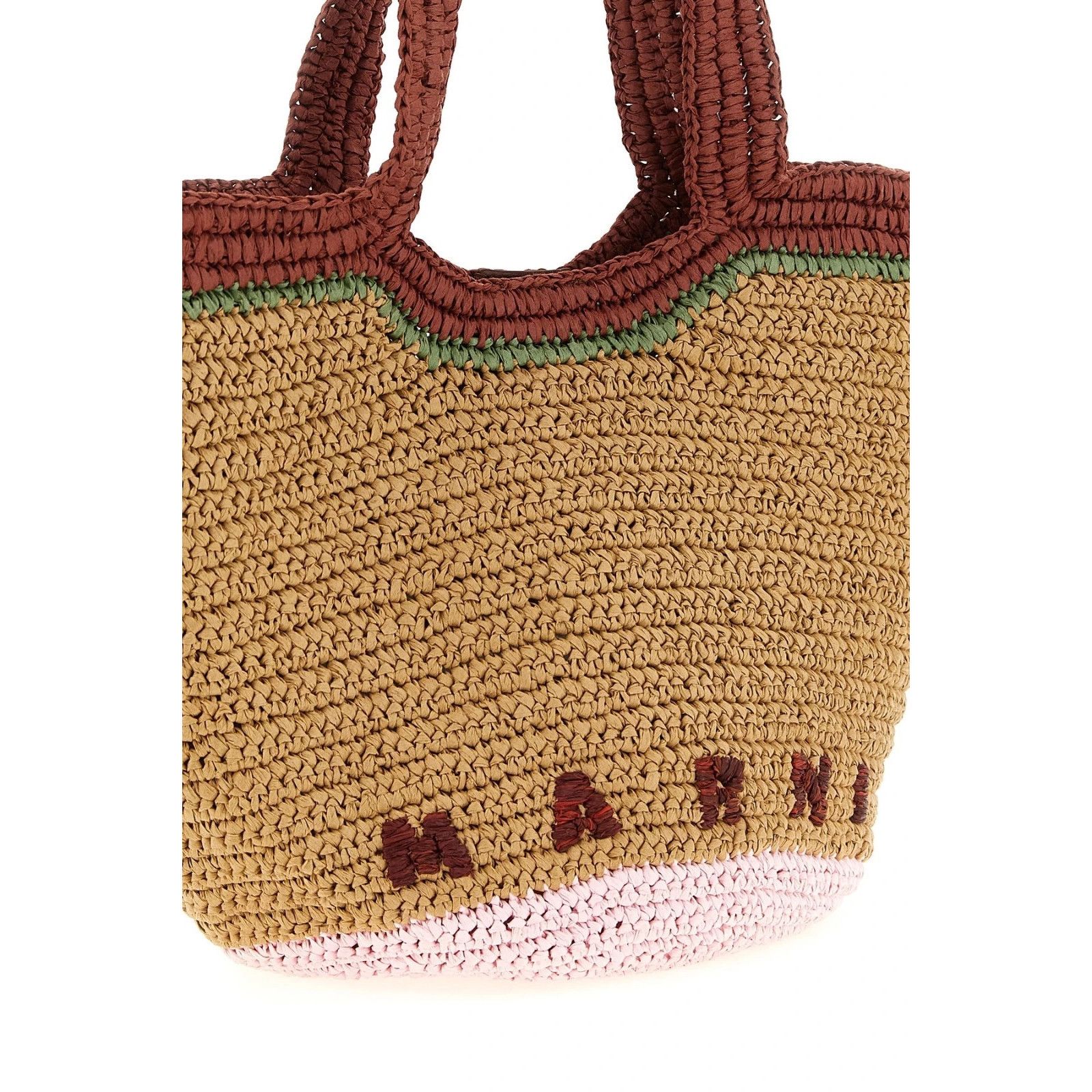 Marni MARNI Small Seaside Brown Woven Raffia Paper Shopper Shoulde Size ONE SIZE - 3 Thumbnail