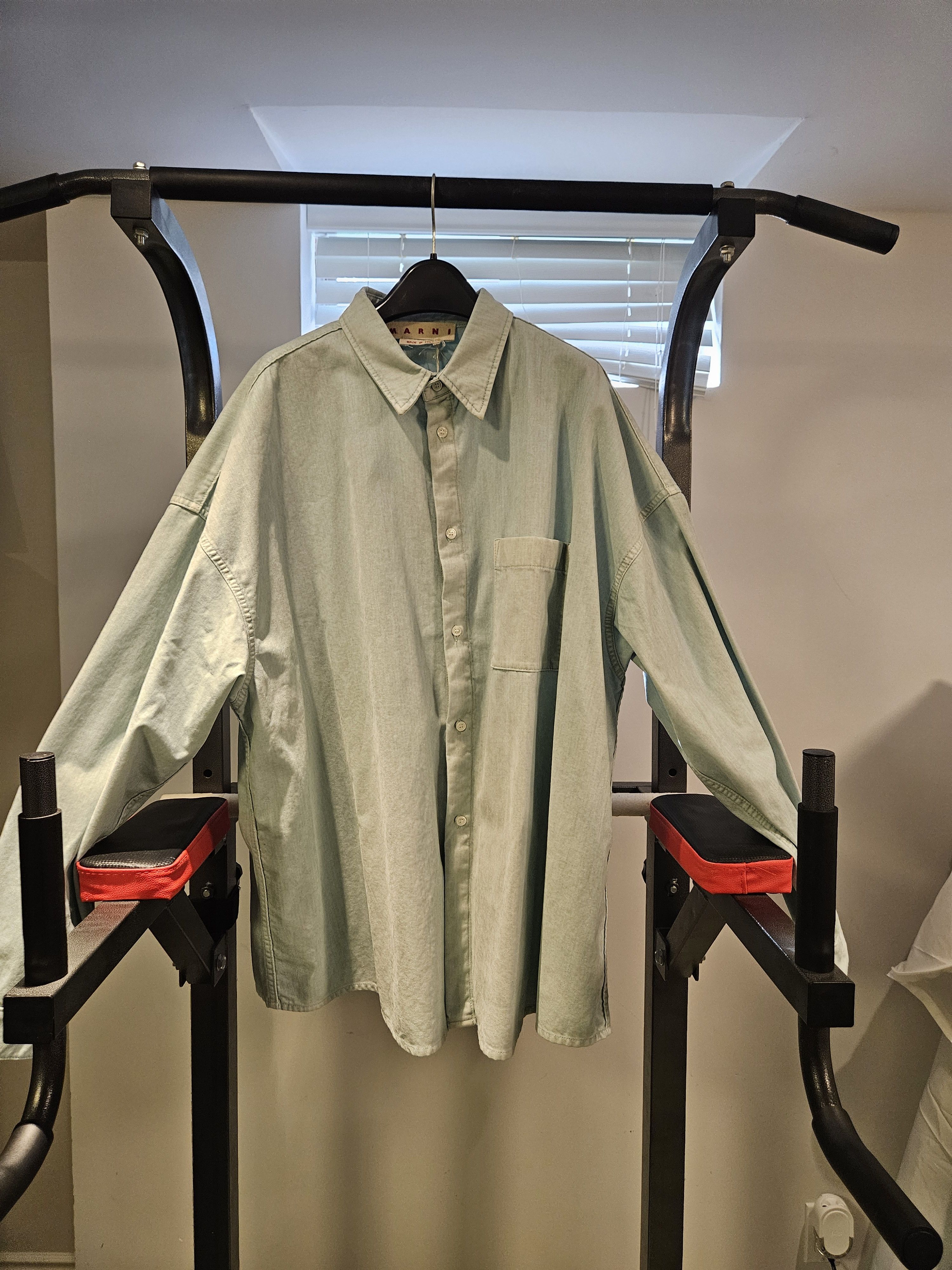 Marni (CLEAN OUT) Marni Flocked Denim Overshirt 'Aquamarine' XL Size US XL / EU 56 / 4 - 6 Thumbnail