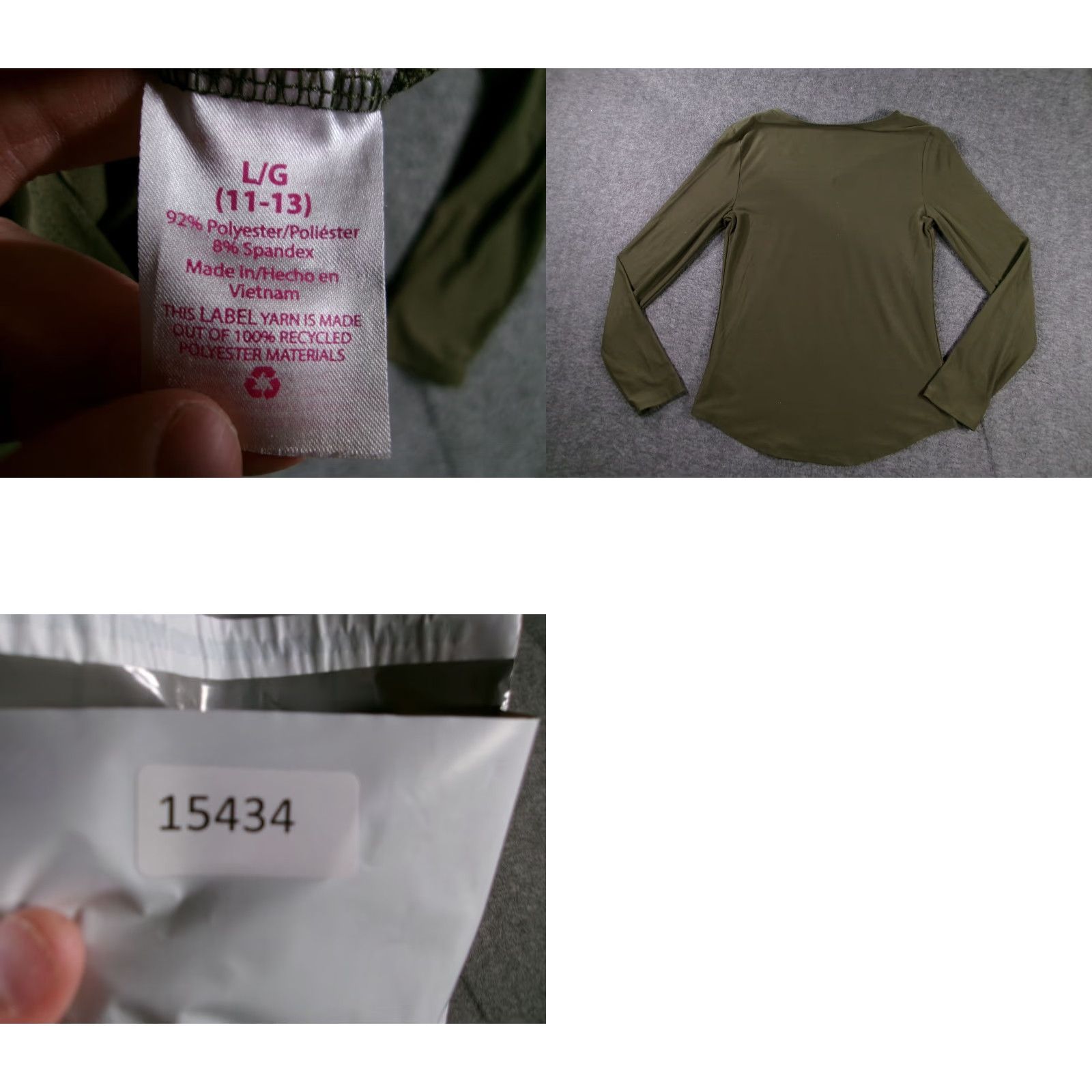 Vintage No Boundaries Top Women Olive V Neck Long Sleeve Stretch Polyester Casual L Green Knit Blouse Size L / US 10 / IT 46 - 8 Thumbnail