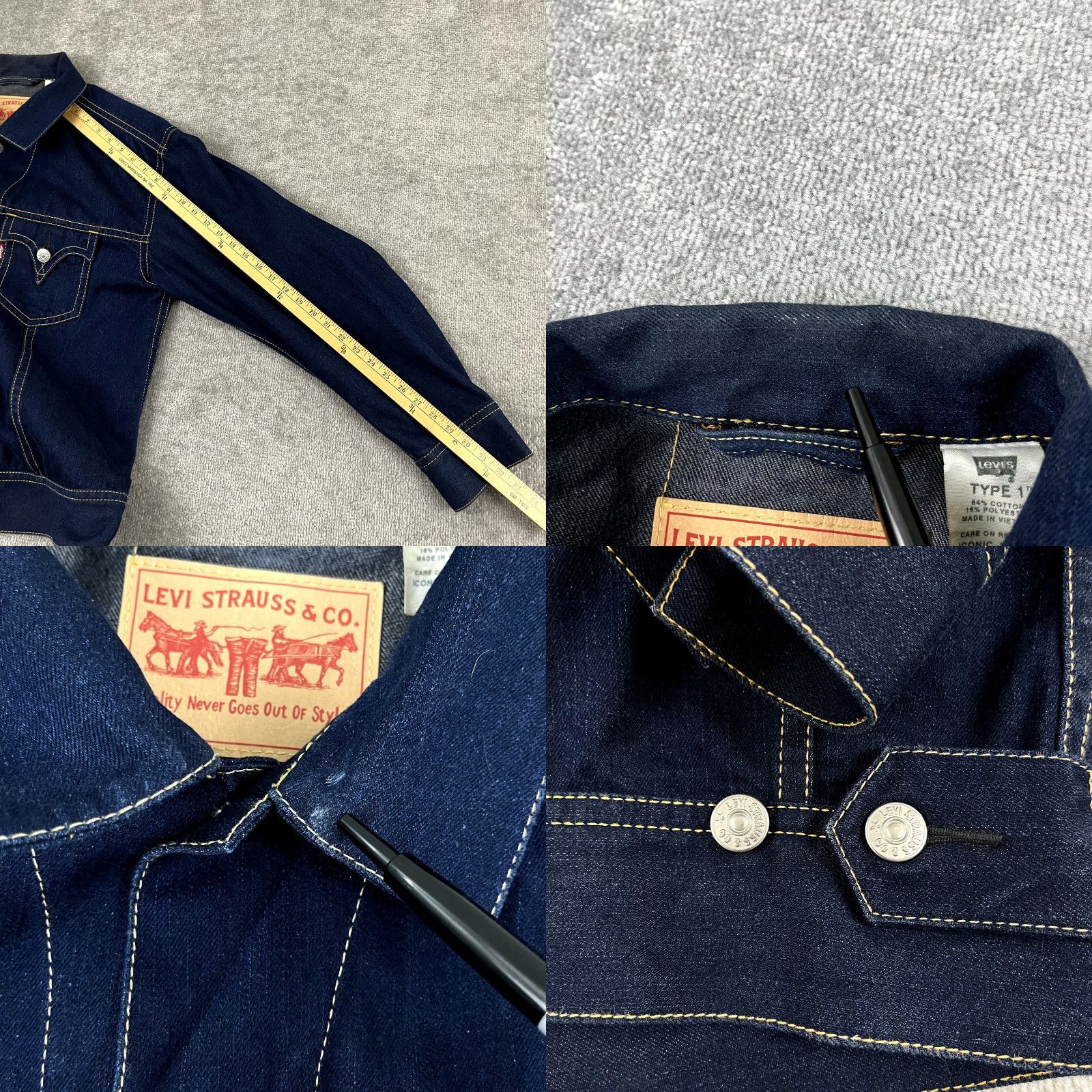 Levi's LEVIS Iconic Jacket XL Blue Denim Trucker Western Rodeo Jean Type 1 Y2K Mens Size US 36 / EU 52 - 8 Thumbnail