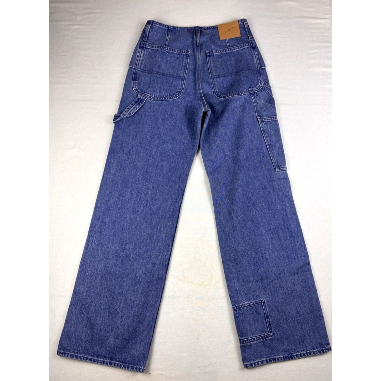 Vintage Laurence Bras Pants Women 25x30 Denim Jeans Wide-Leg Button Closure Blue Carpenter Regular Inseam 30 Womens Buttons Vintage No Size 42" / US 20 - 4 Thumbnail