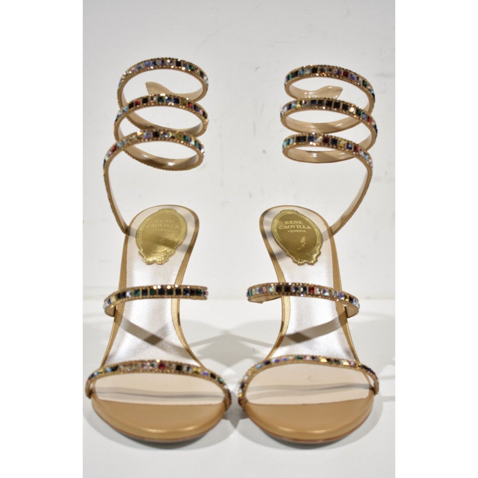 Rene Caovilla Cleo Crystal Ankle Strap Sandal Heel Pump 37.5 Size US 7.5 / IT 37.5 - 6 Thumbnail