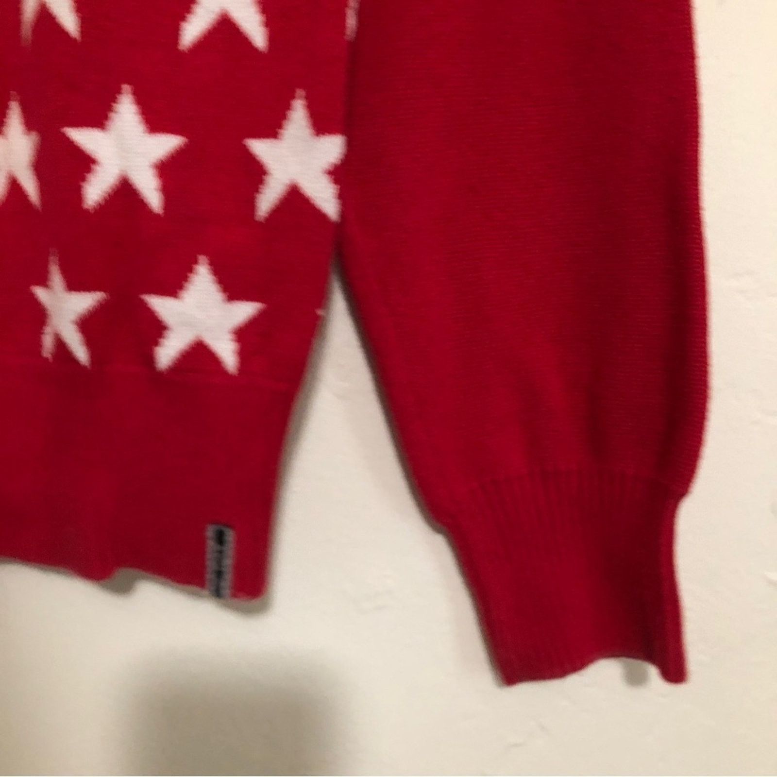 Other Poco Loco Star Knit Cotton Red White Pullover Sweater Size M / US 6-8 / IT 42-44 - 3 Thumbnail