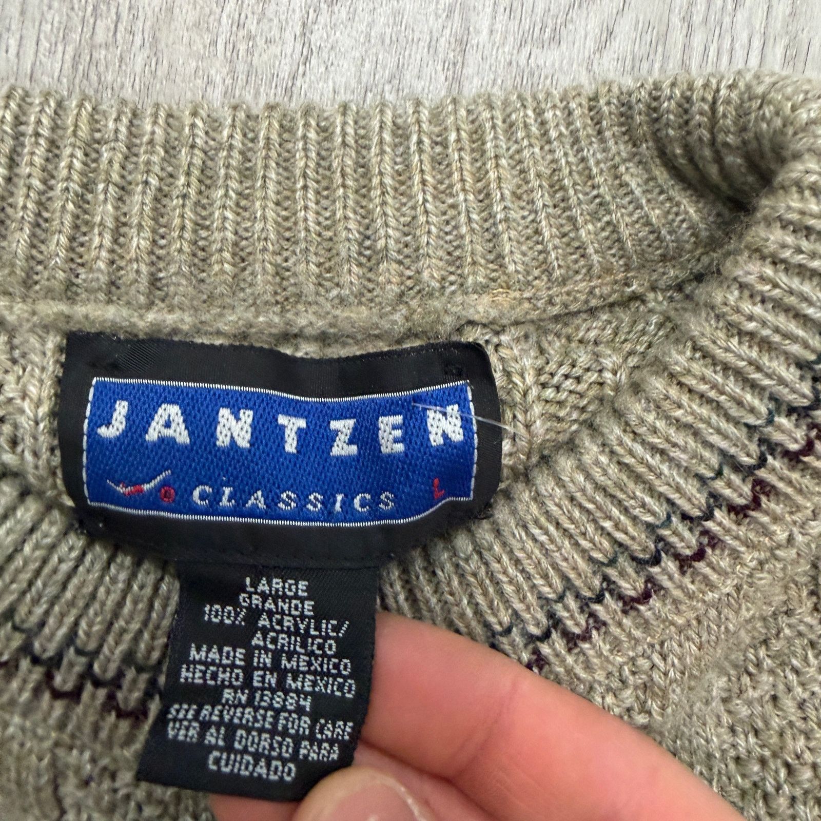 Vintage Vintage Jantzen Sweater Men's Large Beige Geometric Aztec Size US L / EU 52-54 / 3 - 4 Thumbnail