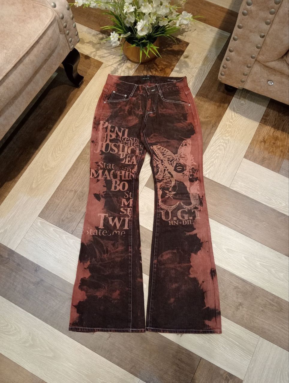 If Six Was Nine 4954151 HM+DIE DEAD OR ALIVE DOA FLARED PRINTED PANTS Size US 29 - 1 Thumbnail