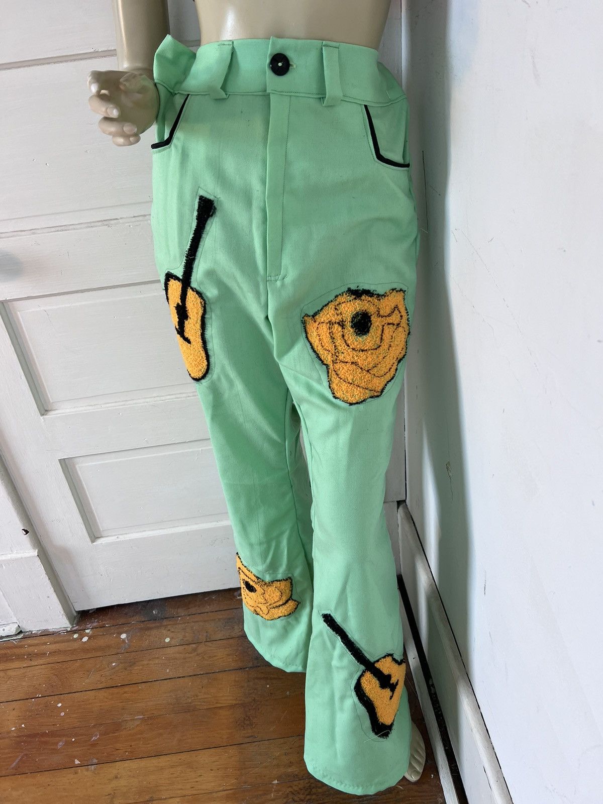 image of Womens Western Embroidered Pants L in Green (Size 32)