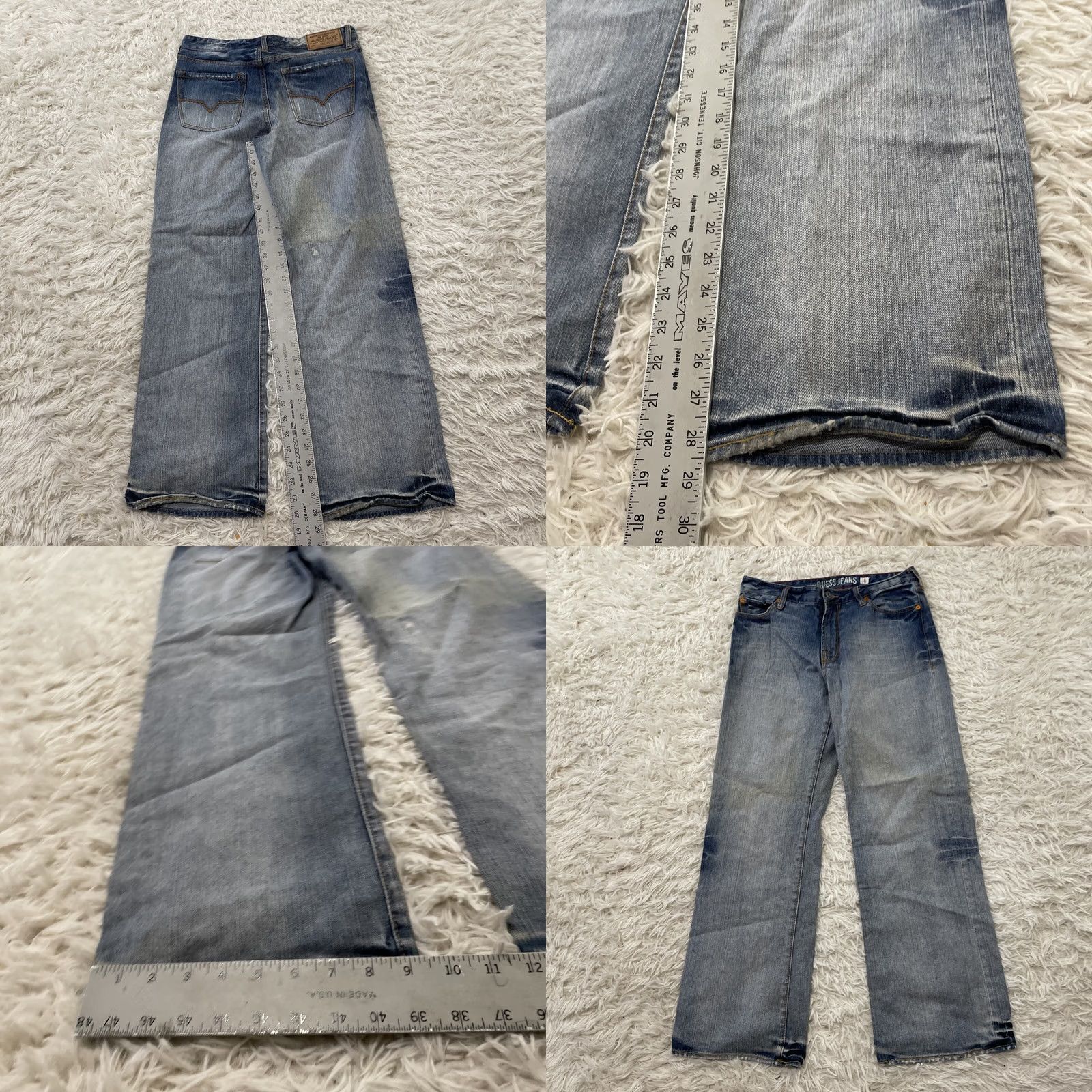 Guess VINTAGE GUESS JEANS Women 16 Ramie Y2k Streetwear Straight Wide Blue Grunge 90s WorkFade Jeans Mens Women Girls Size 38" / US 16 / IT 52 - 9 Thumbnail