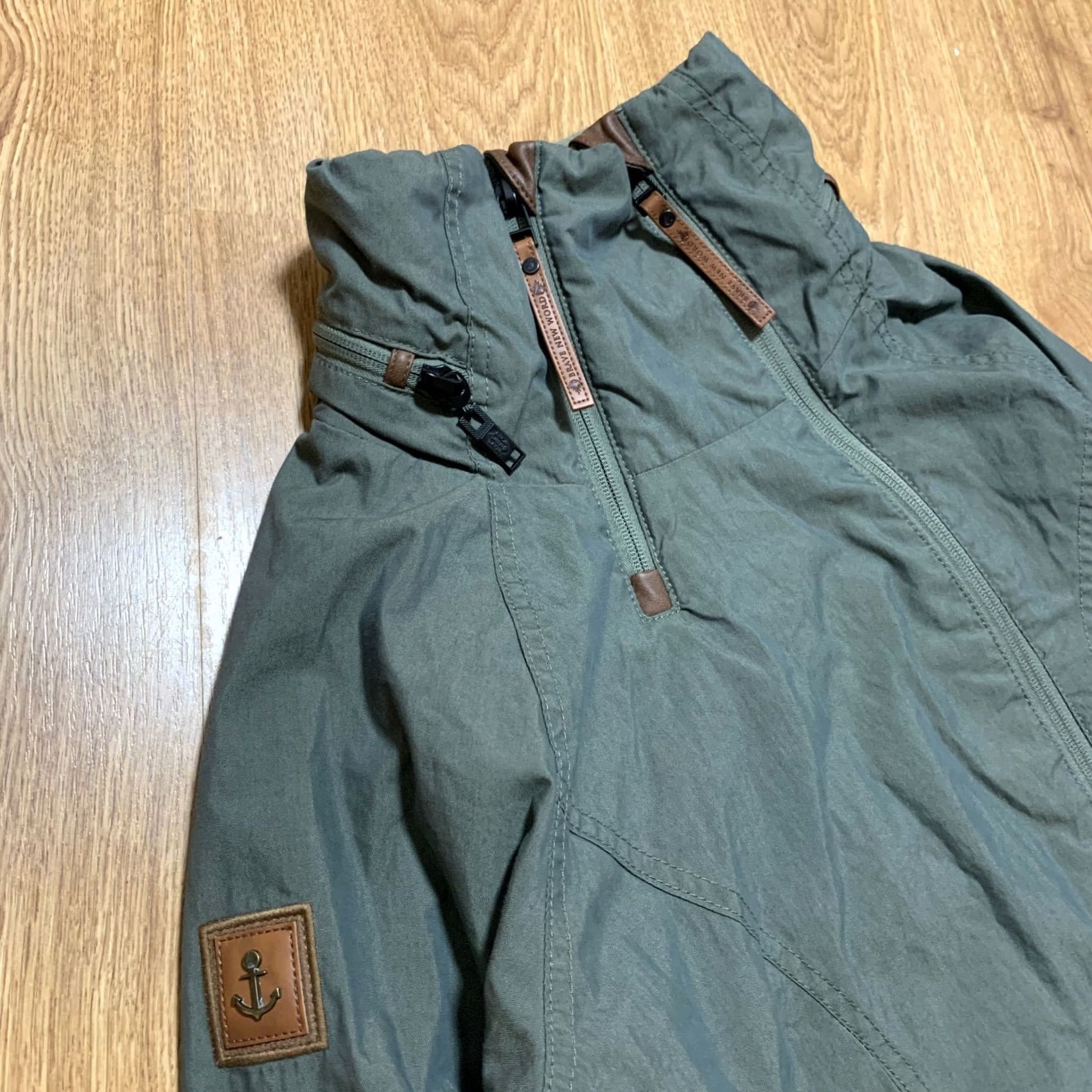 Vintage Naketano Womens Jacket M Khaki Windbreaker Logo All Seasons Zip Casual Jacket Womens M Khaki Size M / US 6-8 / IT 42-44 - 6 Thumbnail