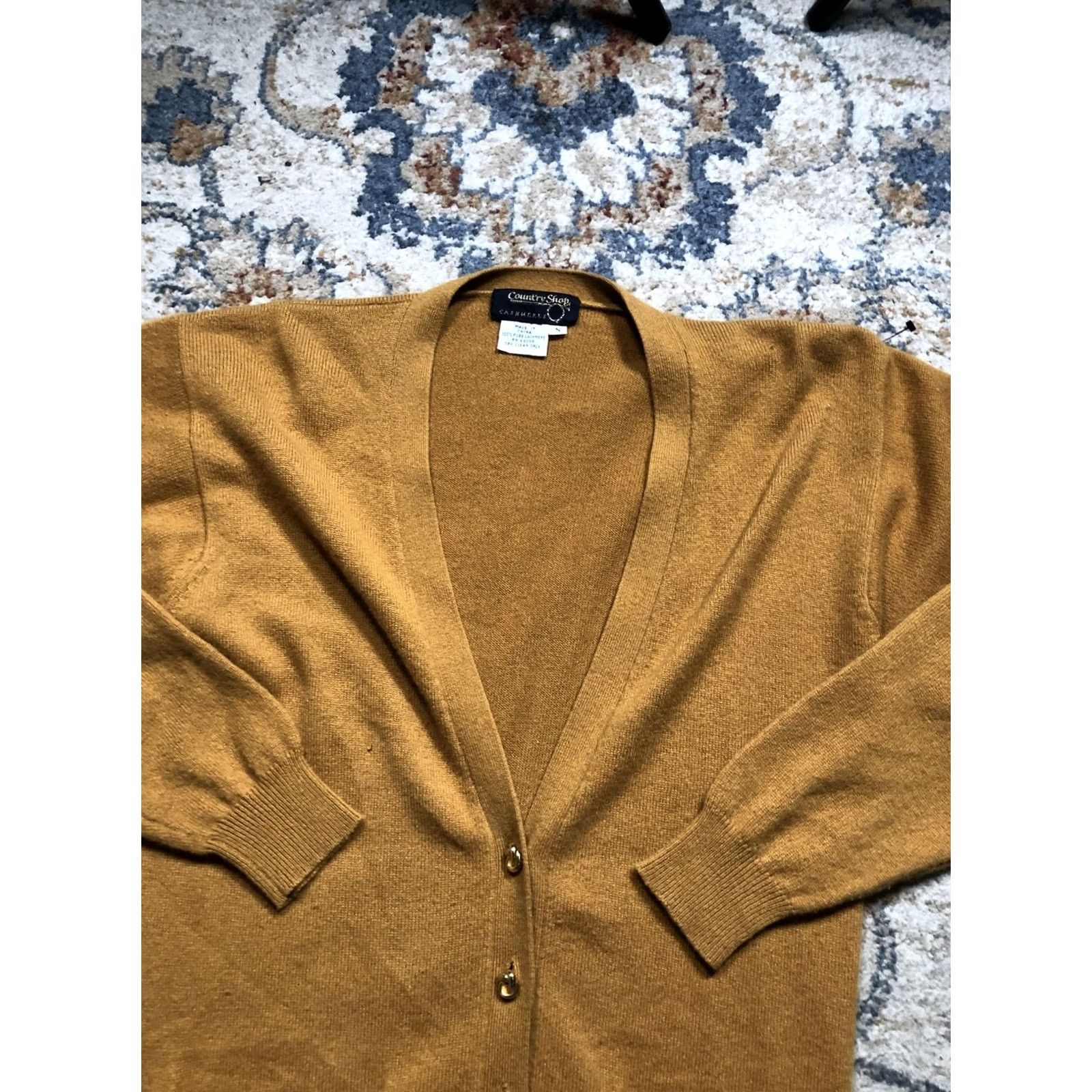 Vintage VINTAGE Country Shop Cashmeres Cardigan Sweater V-Neck Womens Small Yellow 100% Cashmere Button Pockets Knit Blended Ribbed Cuffs Size S / US 4 / IT 40 - 6 Thumbnail