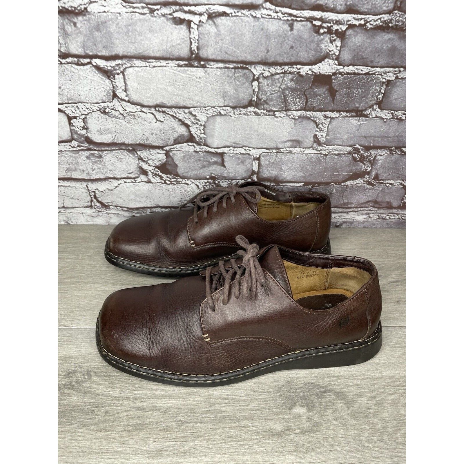 Born Born Handcrafted Brown Leather Oxfords Lace Up Casual Shoes Size US 12 / EU 45 - 5 Thumbnail