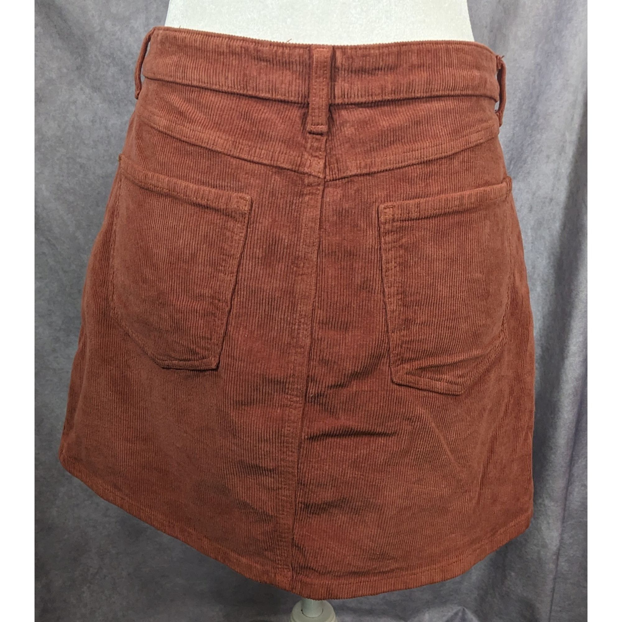 Other SO Retro Brown Corduroy Full Zip Front Skirt Size 32" / US 10 / IT 46 - 8 Thumbnail