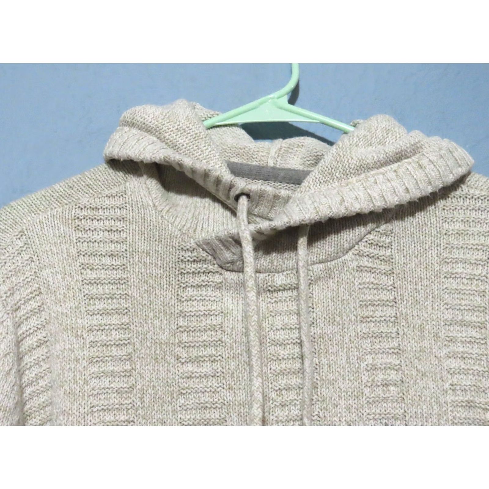 BKE BKE Men's L White Gray Hooded Tight-Knit Sweater Size US L / EU 52-54 / 3 - 5 Thumbnail