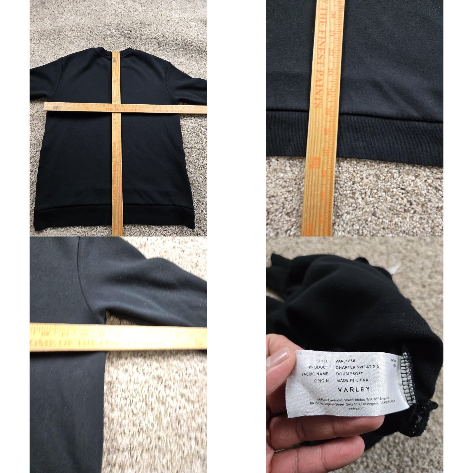 Varley Varley Sweatshirt Womens M Black Charter DoubleSoft Viscose Polyester Elastane Crew Neck Zip Accent Zipper 2.0 Side Size M / US 6-8 / IT 42-44 - 8 Thumbnail