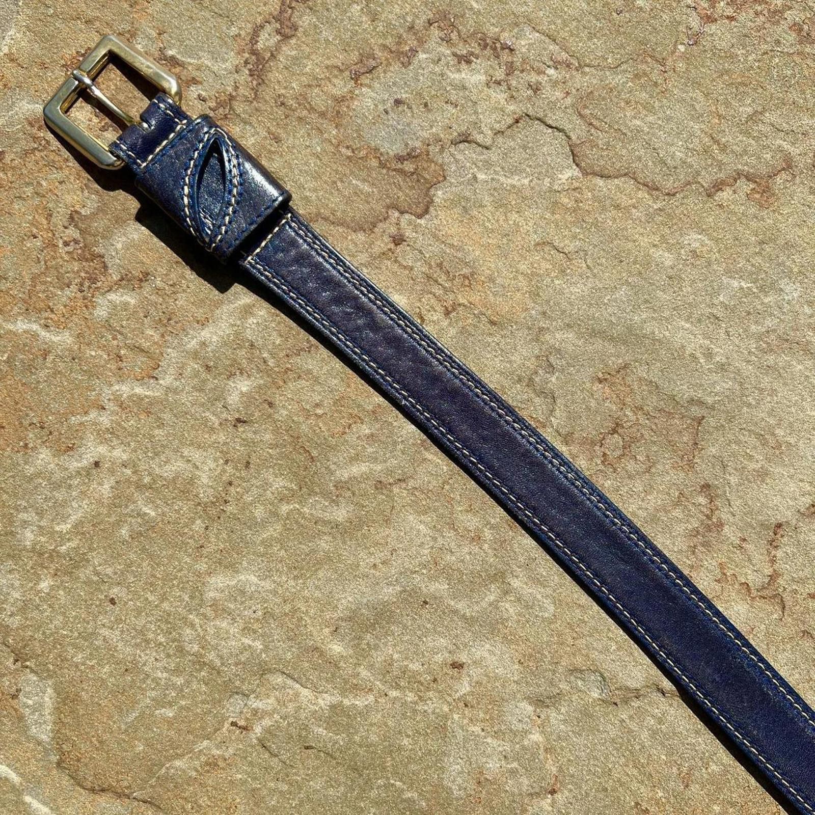 Vintage Vintage 90s Dark Blue Leather Belt Size ONE SIZE - 3 Thumbnail