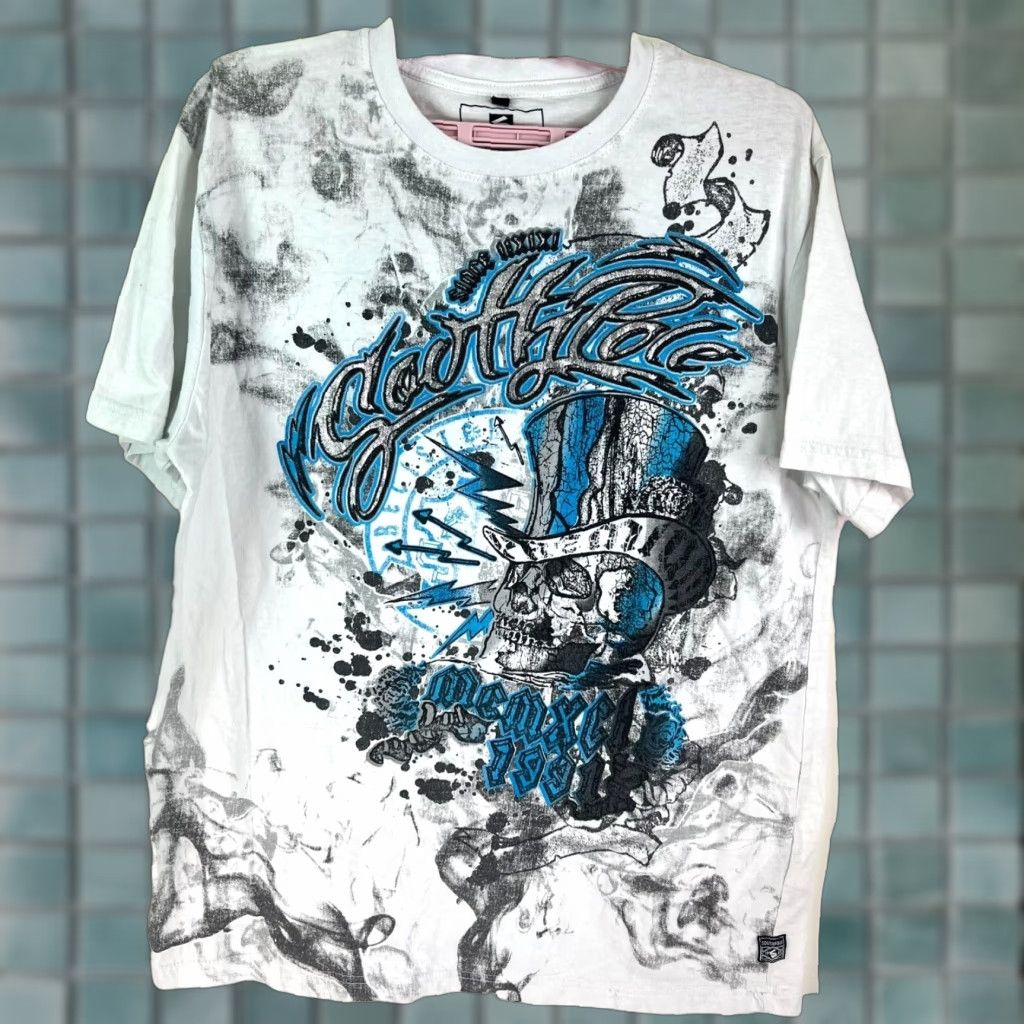 Southpole VINTAGE South Pole Skull T-Shirt Men's XL White Graphic Print Summer Fall Spring Mens Size US XL / EU 56 / 4 - 1 Thumbnail