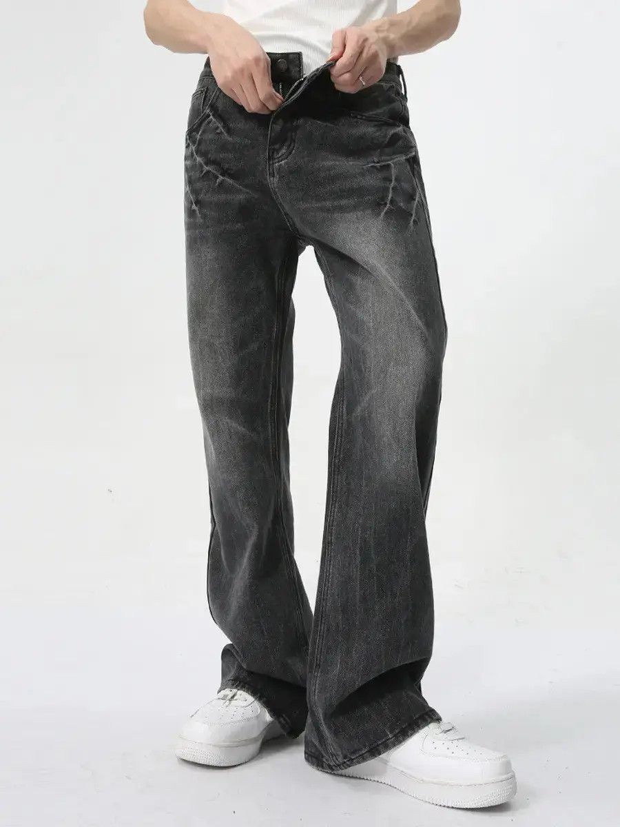Japanese Brand Retro wide leg slightly flared lightning jeans Size US 32 / EU 48 - 3 Thumbnail