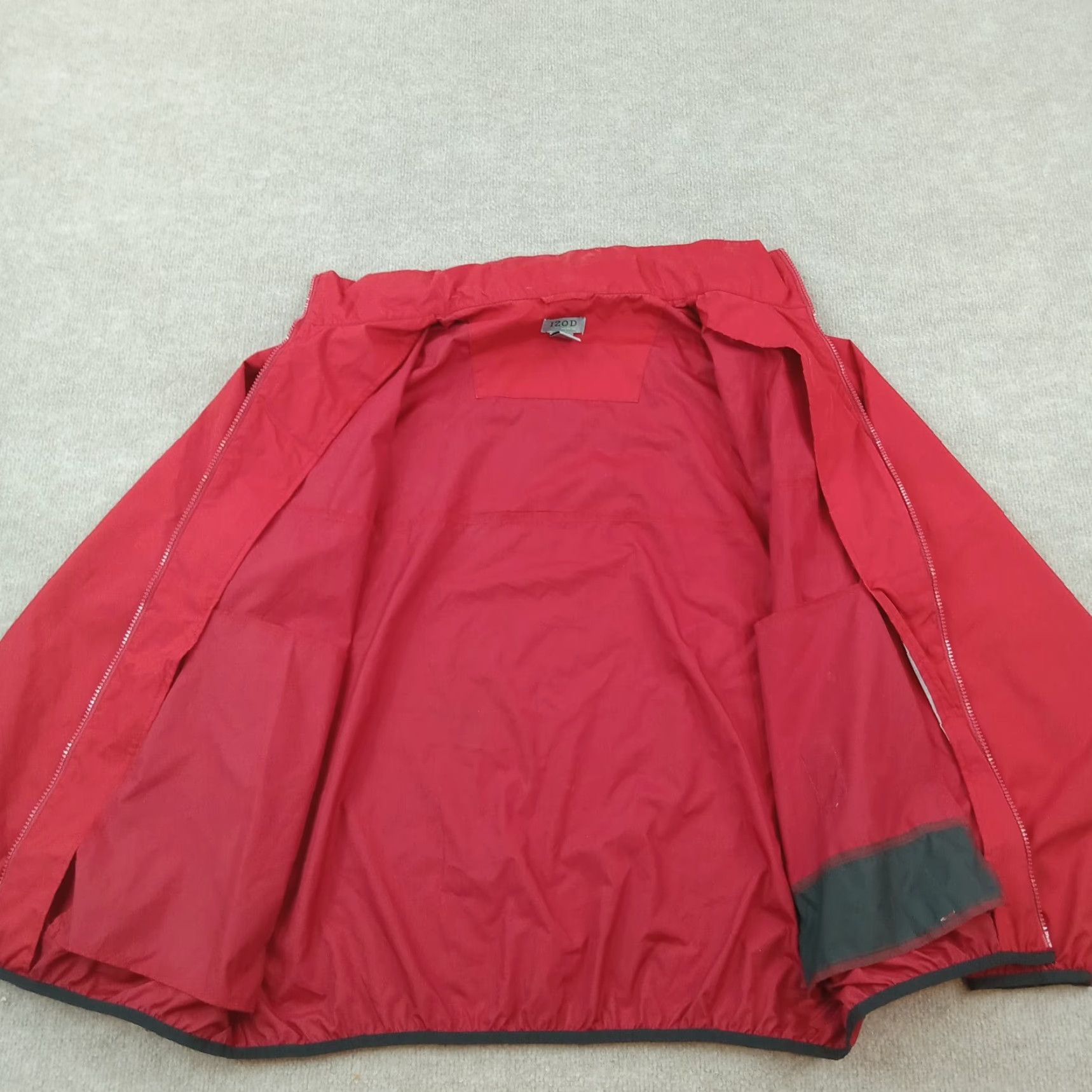 Izod IZOD Mens Medium Red Windbreaker Jacket Full Zip Hooded Lightweight Golf Size US M / EU 48-50 / 2 - 6 Thumbnail