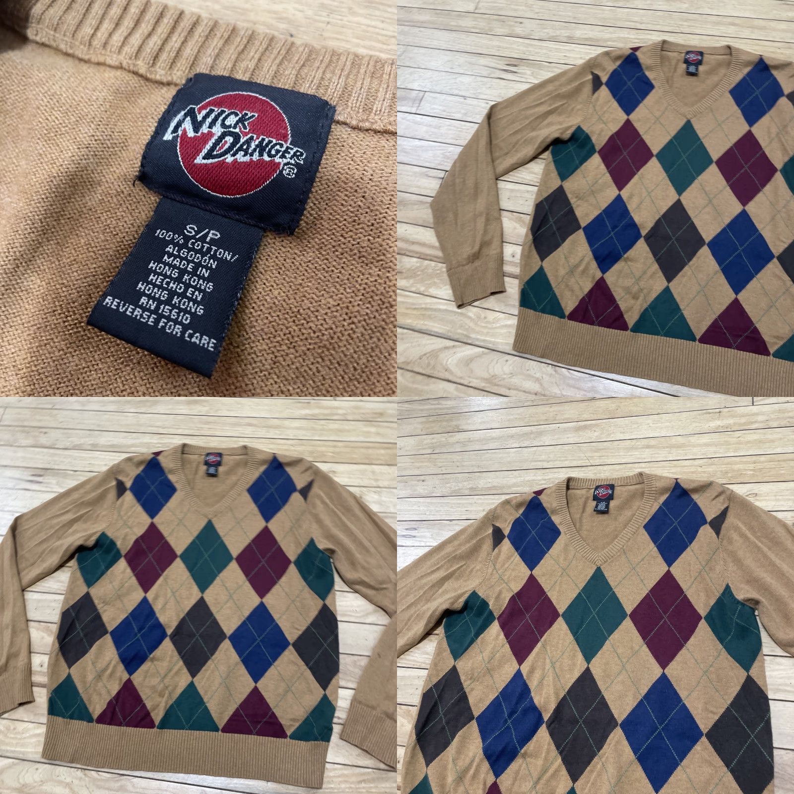 Vintage VINTAGE Nick Danger Sweater Men S Argyle/Diamond 90s Cosby Tan Green Blue Red Academia Size US S / EU 44-46 / 1 - 9 Thumbnail