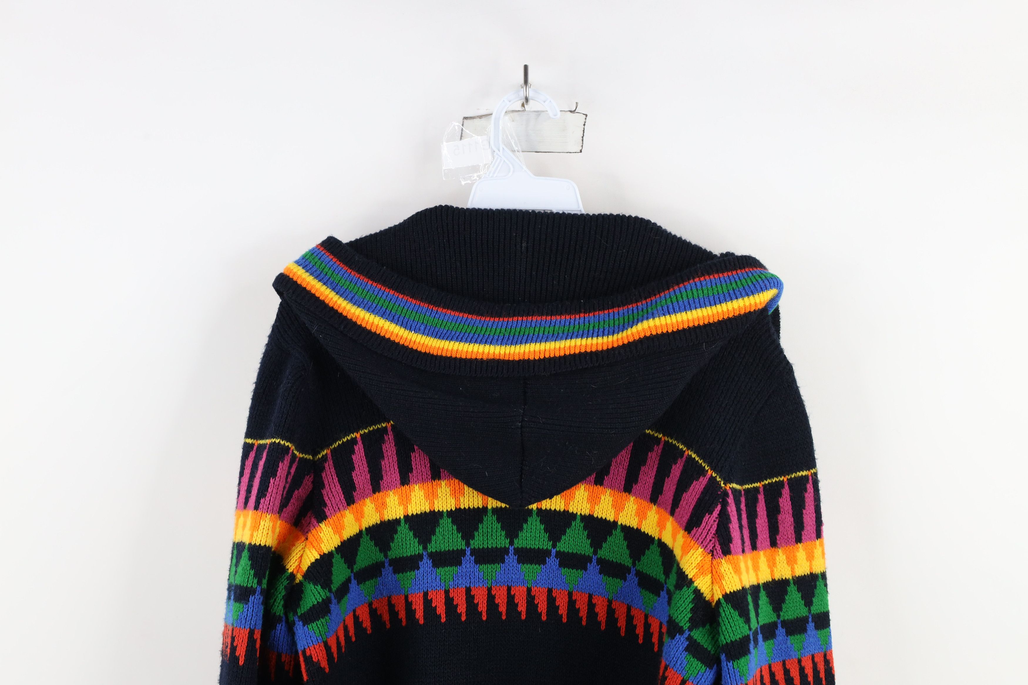 Vintage Vintage 70s Boho Chic Striped Geometric Hooded Sweater Size M / US 6-8 / IT 42-44 - 10 Thumbnail