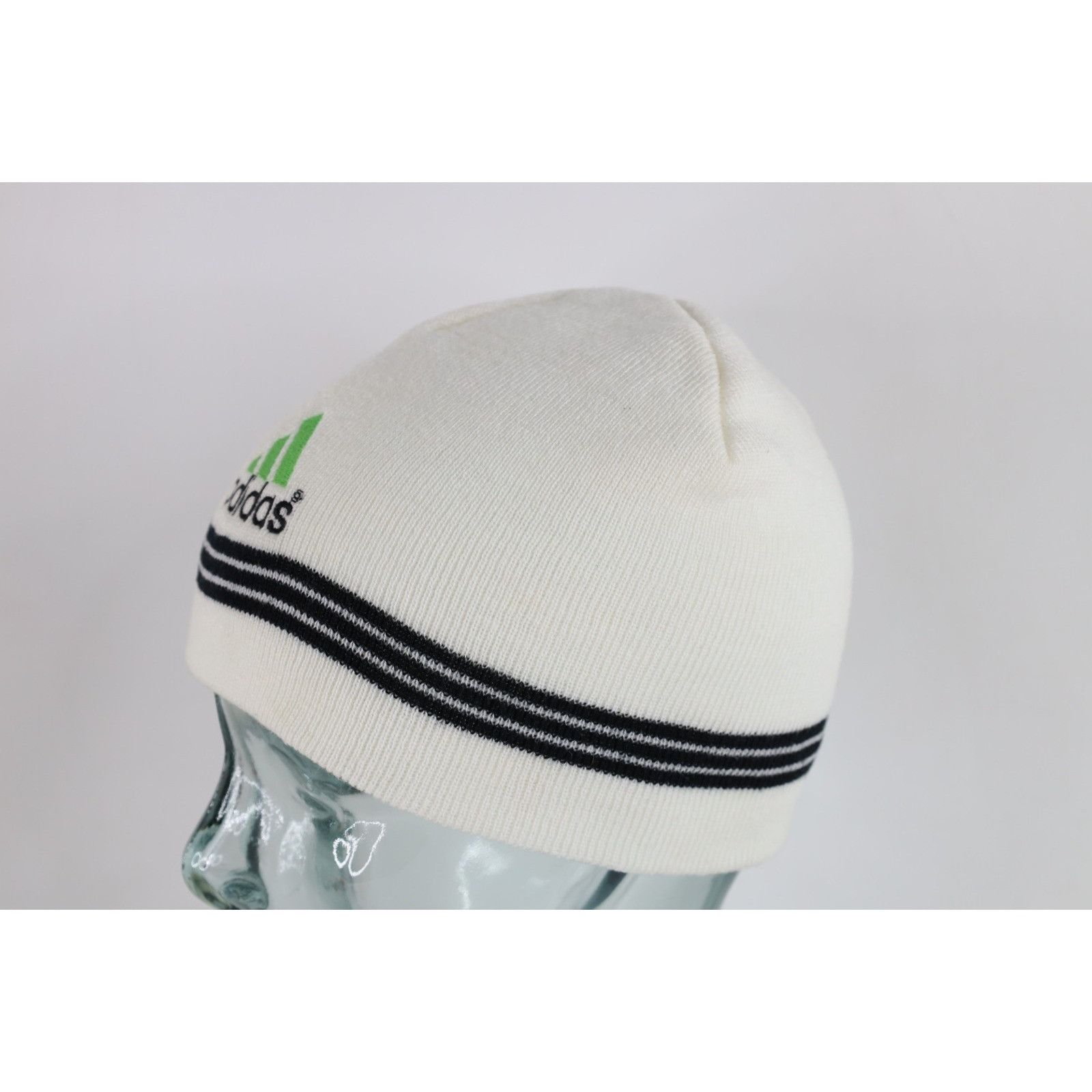 Adidas Vintage 90s Adidas Spell Out Striped Knit Winter Beanie Hat Size ONE SIZE - 3 Thumbnail