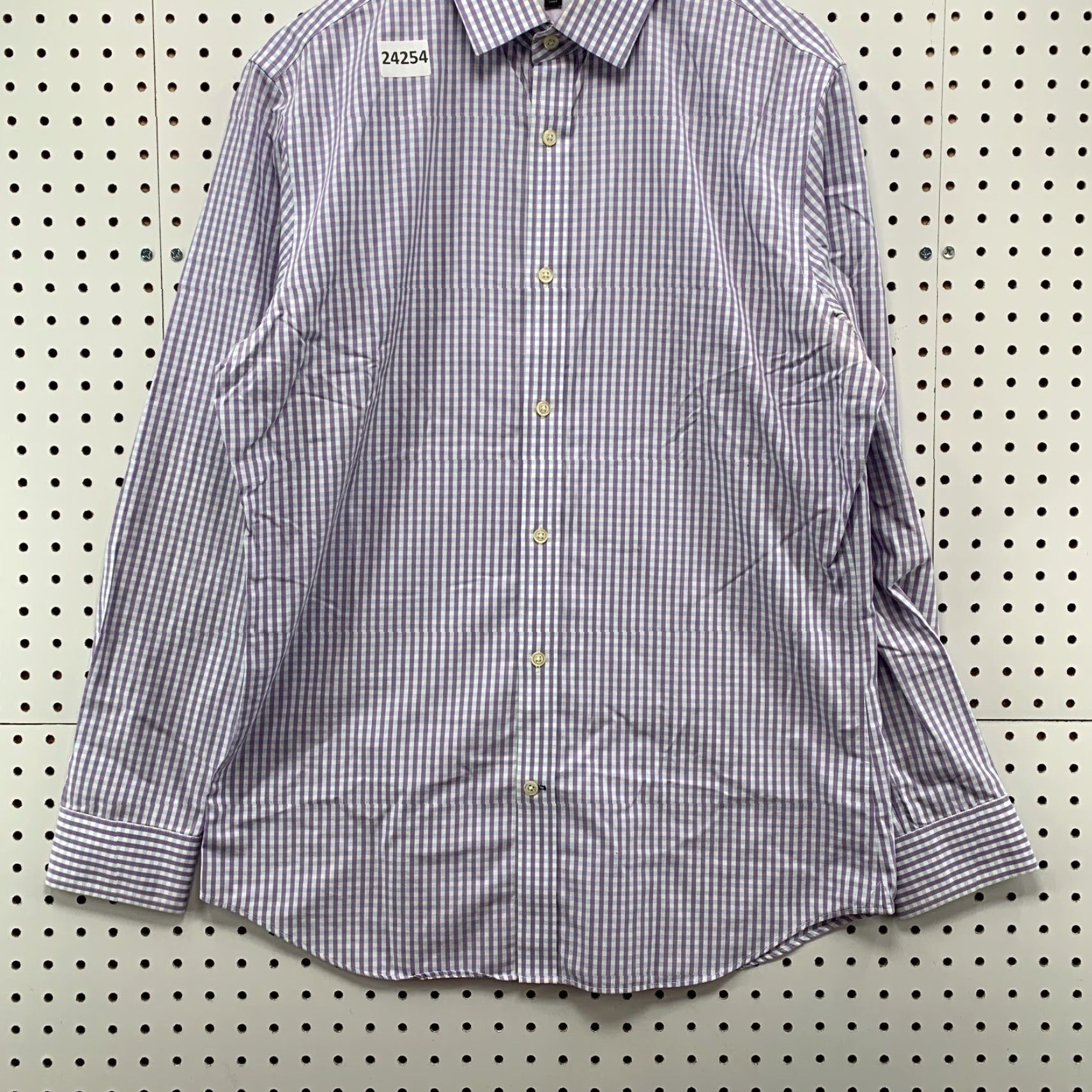 Banana Republic VINTAGE Banana Republic Button-Up Shirt Purple White Check Adult Large Slim Fit 22x31.5 Mens Size US L / EU 52-54 / 3 - 6 Thumbnail